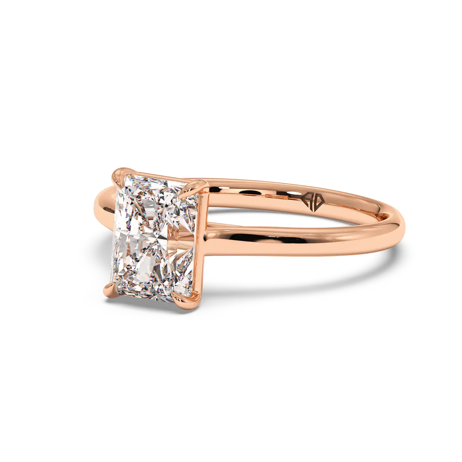 18K Rose Gold Poppy Plain Shank Diamond Solitaire Engagement Ring