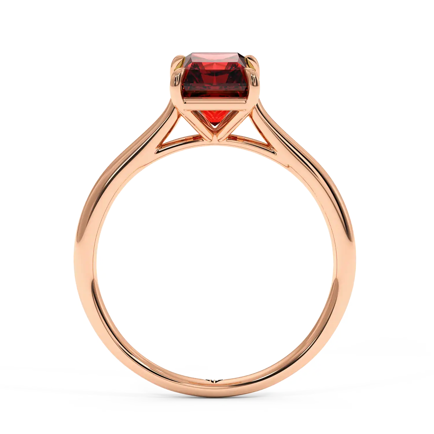 18K Rose Gold Poppy Plain Shank Diamond Solitaire Engagement Ring
