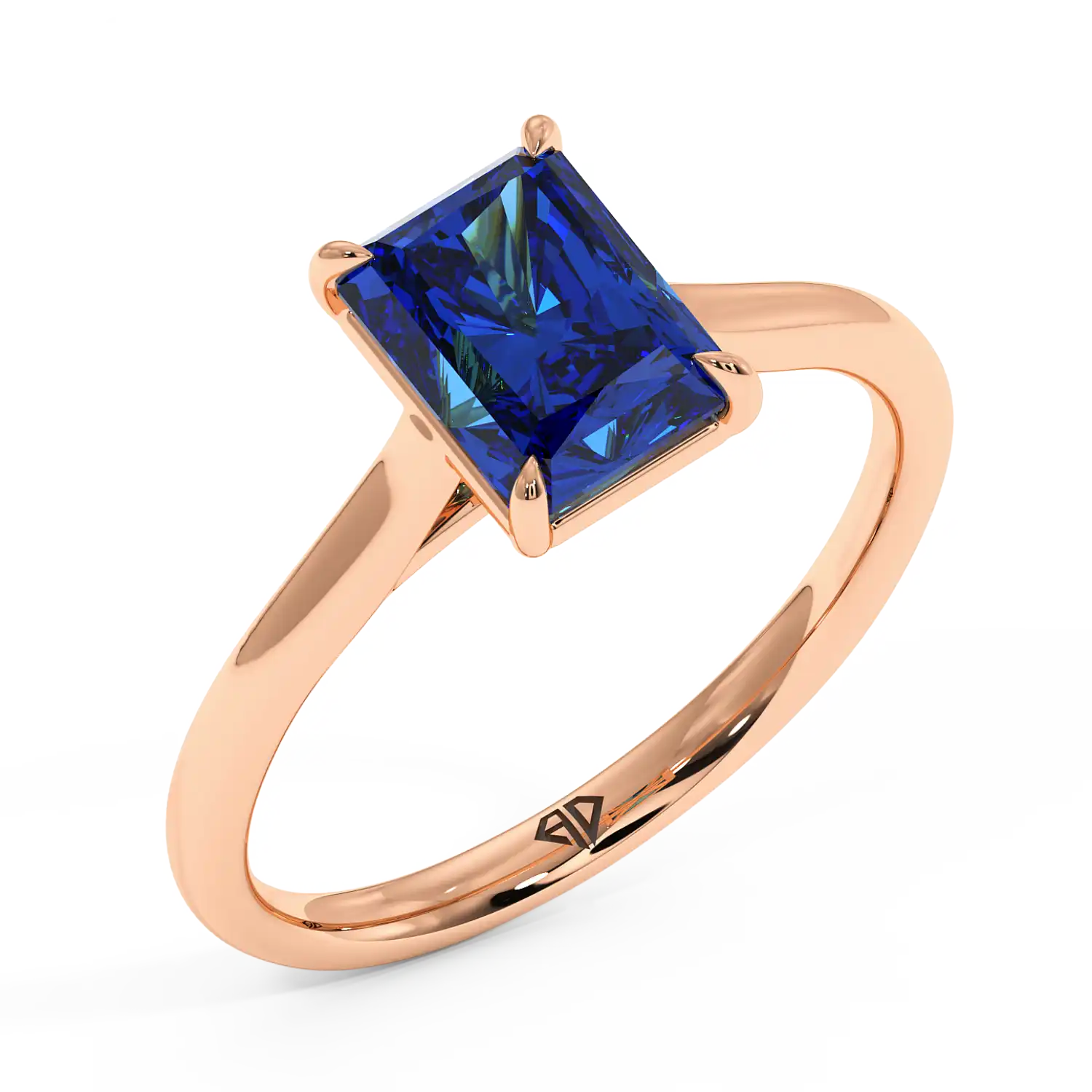 18K Rose Gold Poppy Plain Shank Diamond Solitaire Engagement Ring