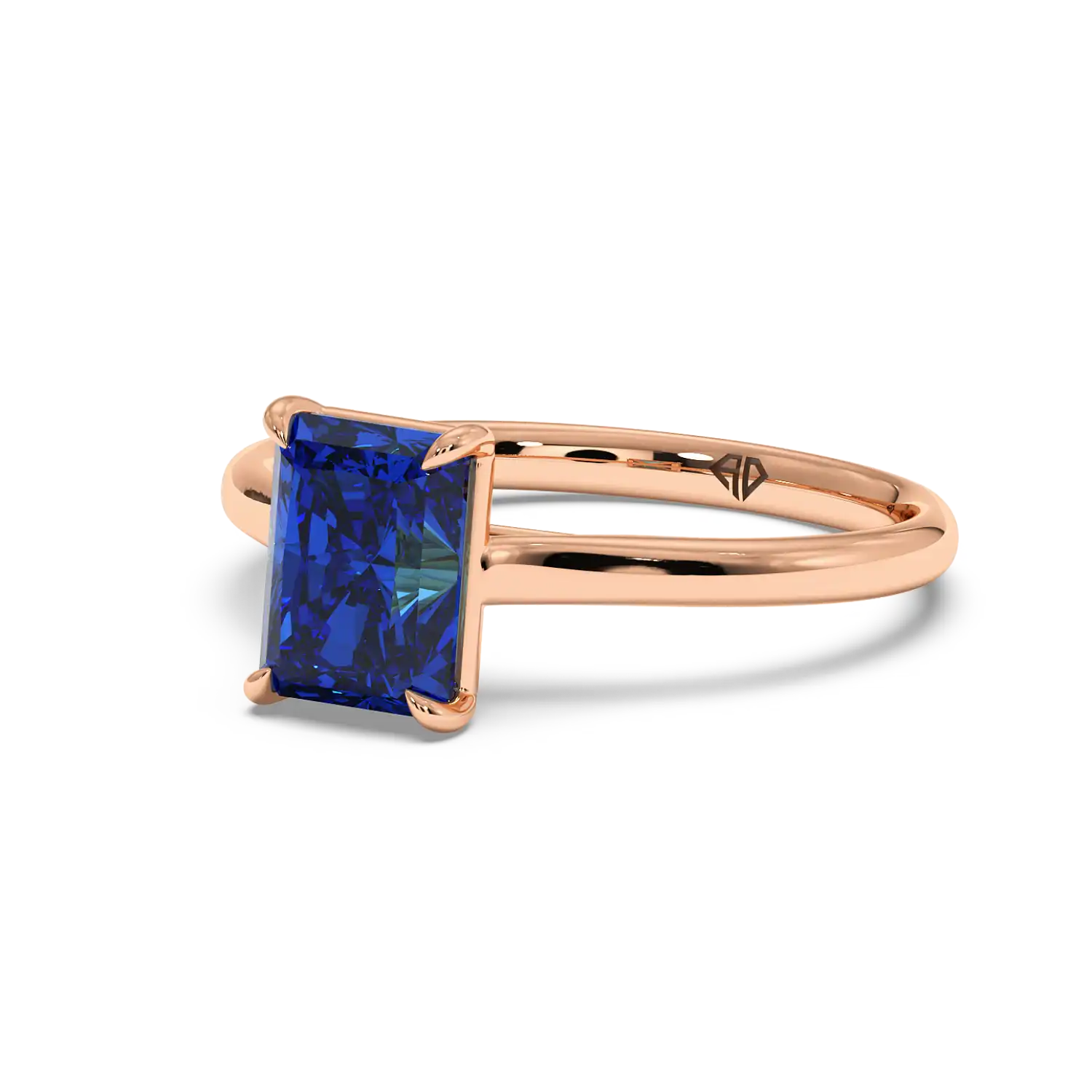 18K Rose Gold Poppy Plain Shank Diamond Solitaire Engagement Ring