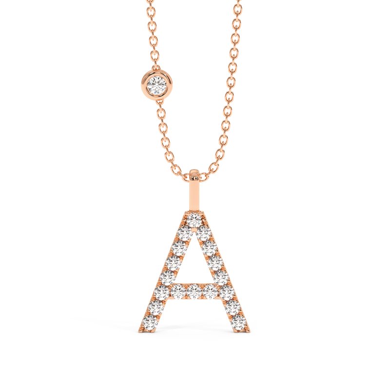 18K Rose Gold Initial Pendant