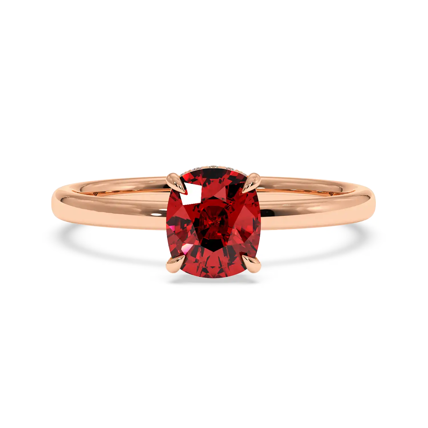 18K Rose Gold Angie Plain Shank Hidden Halo Engagement Ring