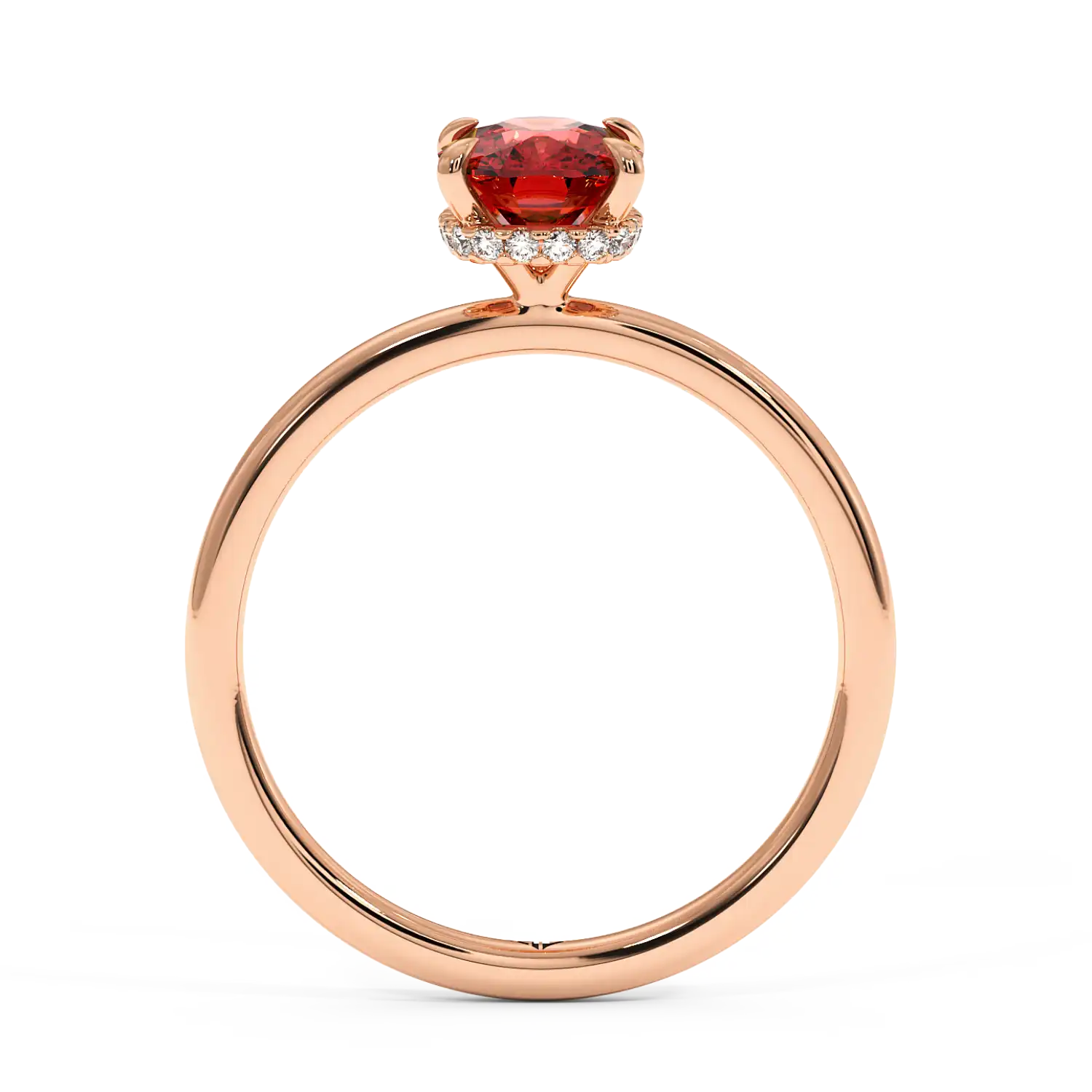 18K Rose Gold Angie Plain Shank Hidden Halo Engagement Ring