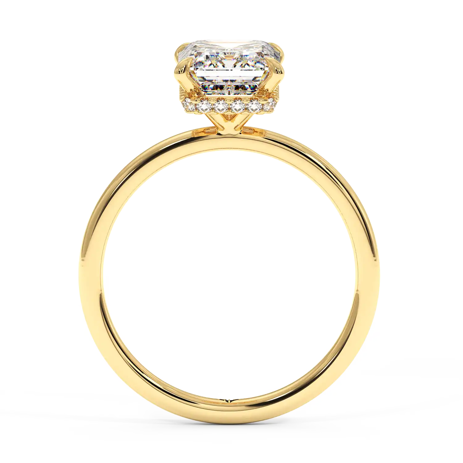 18K Yellow Gold Angie Plain Shank Hidden Halo Engagement Ring