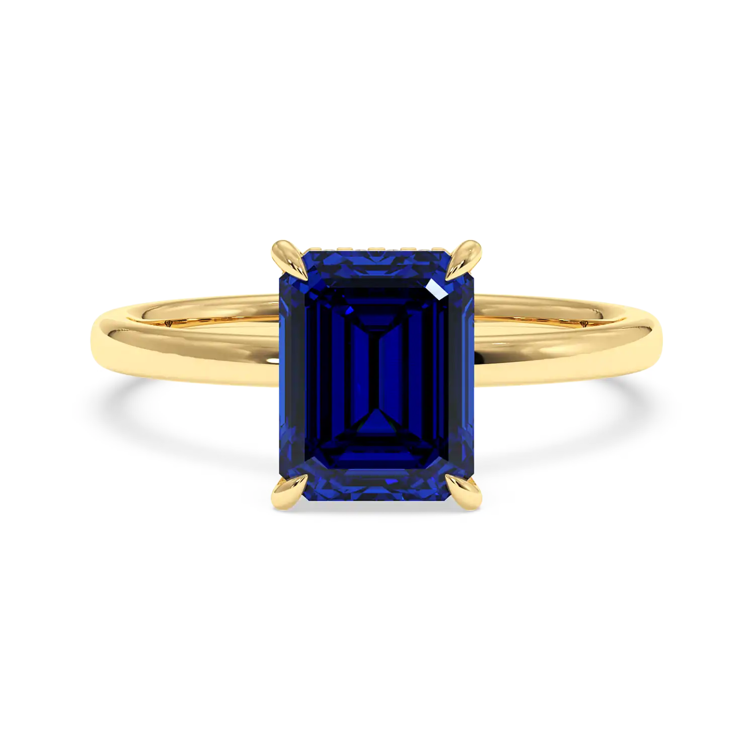 18K Yellow Gold Angie Plain Shank Hidden Halo Engagement Ring