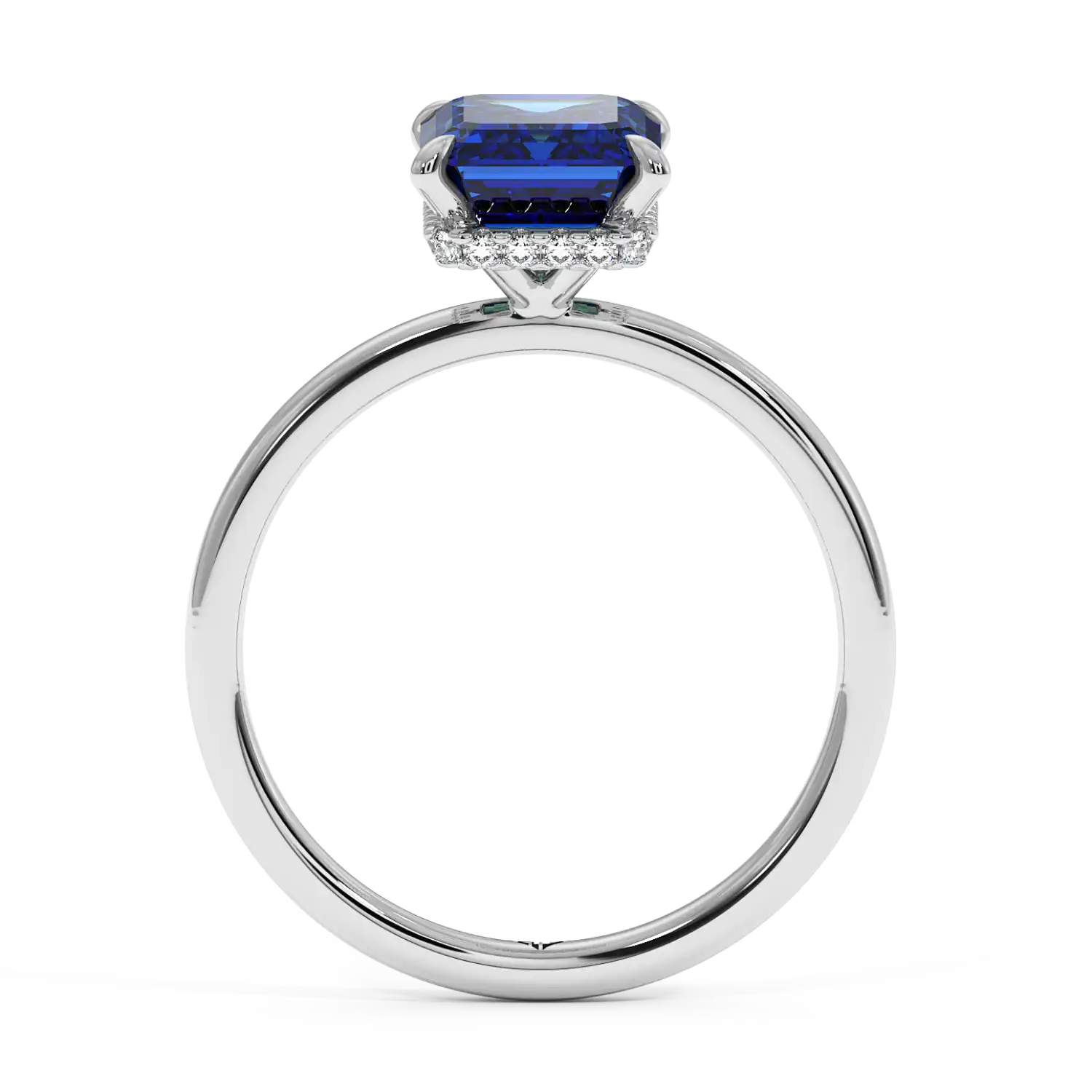 18K White Gold Angie Plain Shank Hidden Halo Engagement Ring