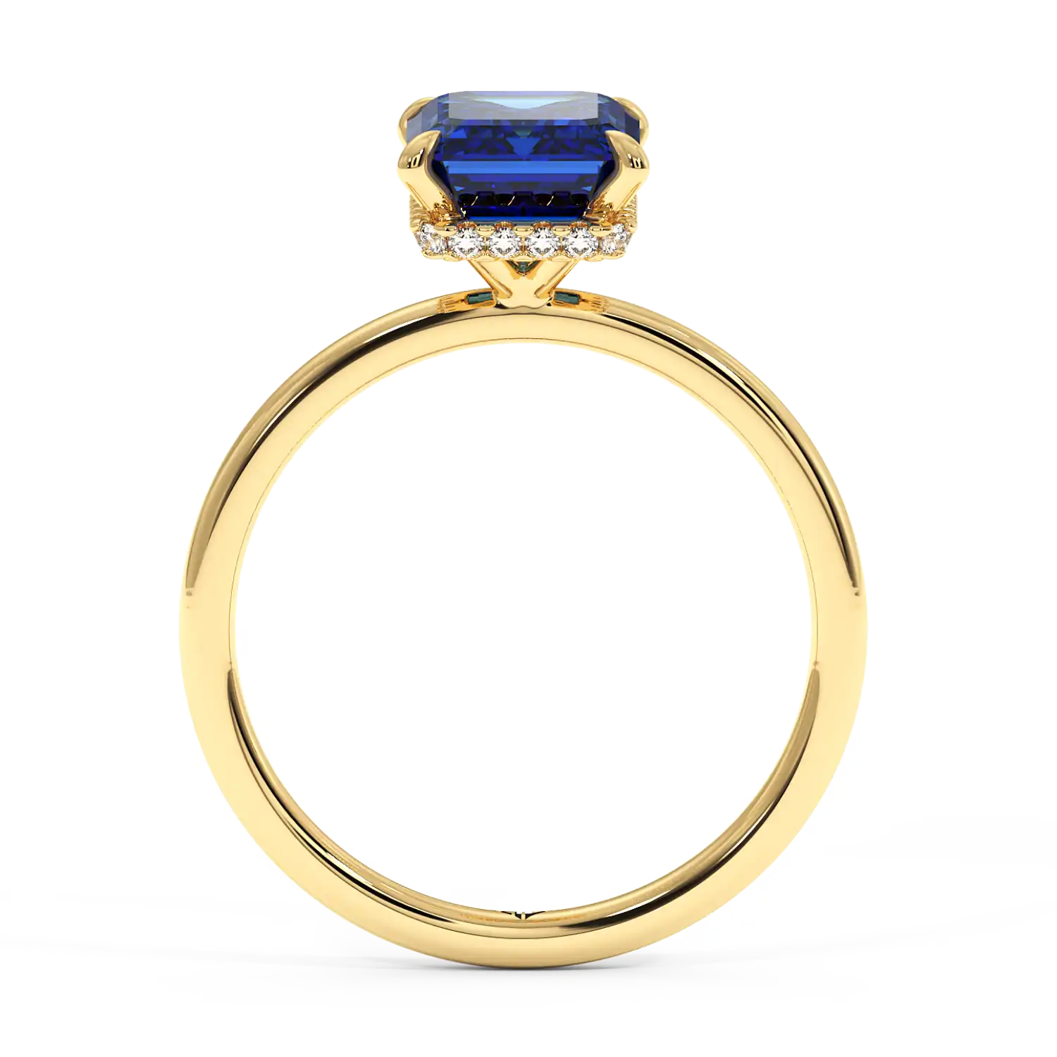 18K Yellow Gold Angie Plain Shank Hidden Halo Engagement Ring