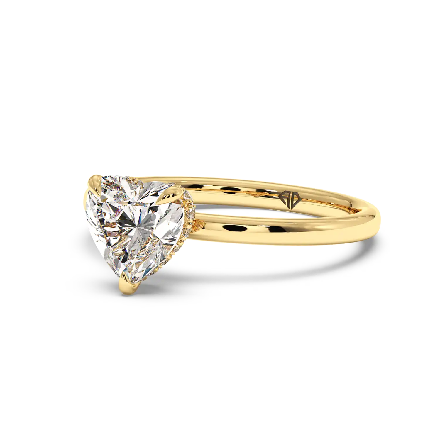 18K Yellow Gold Angie Plain Shank Hidden Halo Engagement Ring