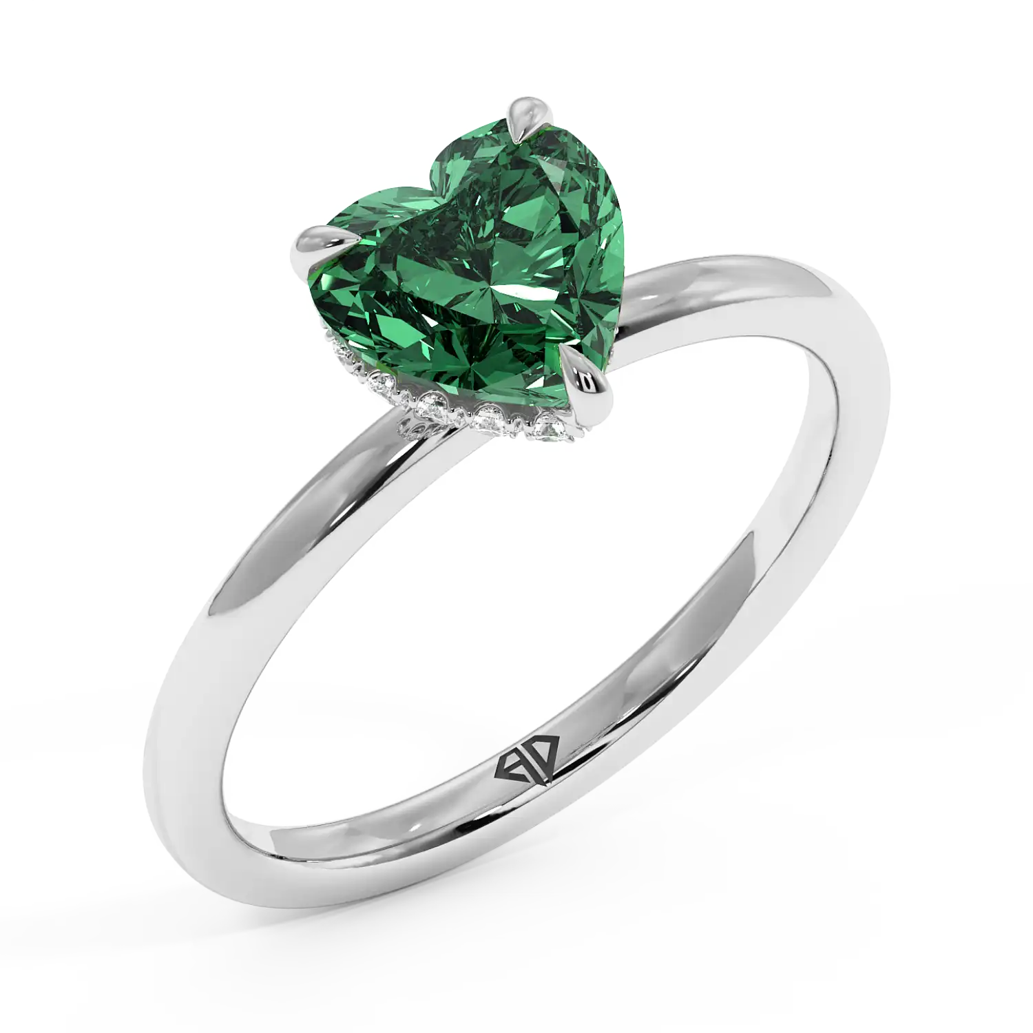 Platinum Angie Plain Shank Hidden Halo Engagement Ring