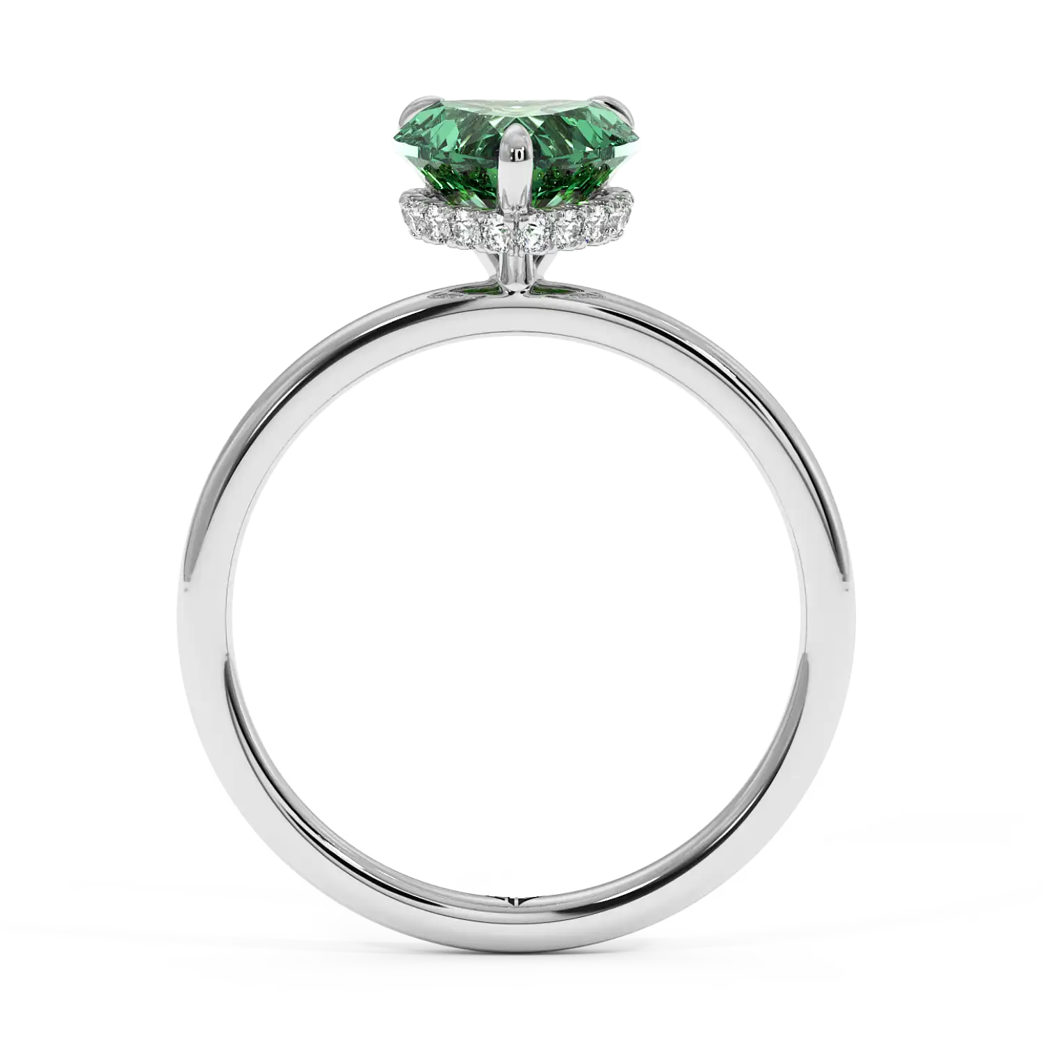 Platinum Angie Plain Shank Hidden Halo Engagement Ring