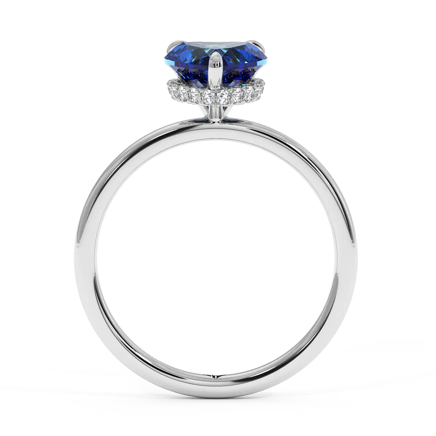 18K White Gold Angie Plain Shank Hidden Halo Engagement Ring