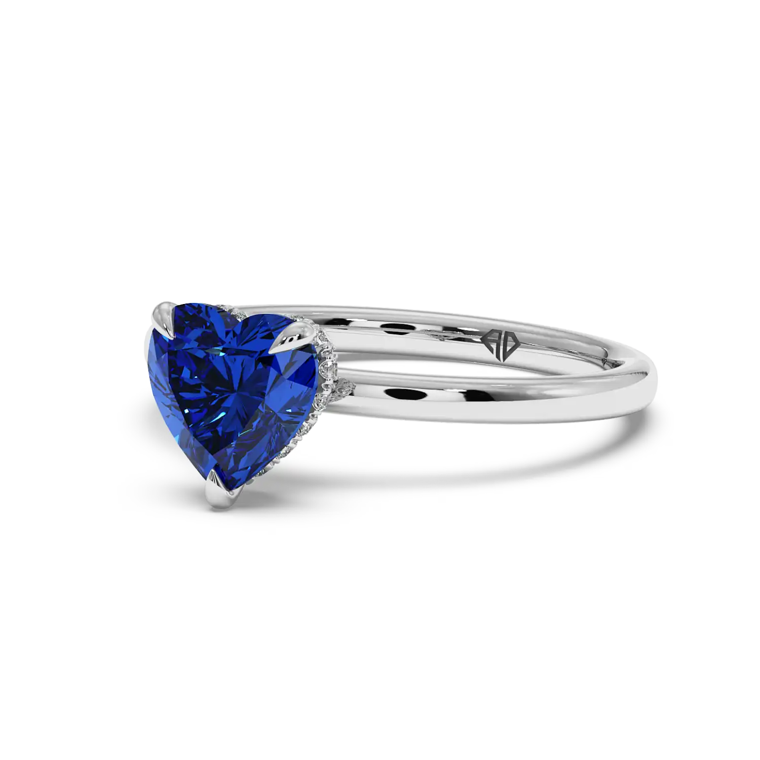 18K White Gold Angie Plain Shank Hidden Halo Engagement Ring