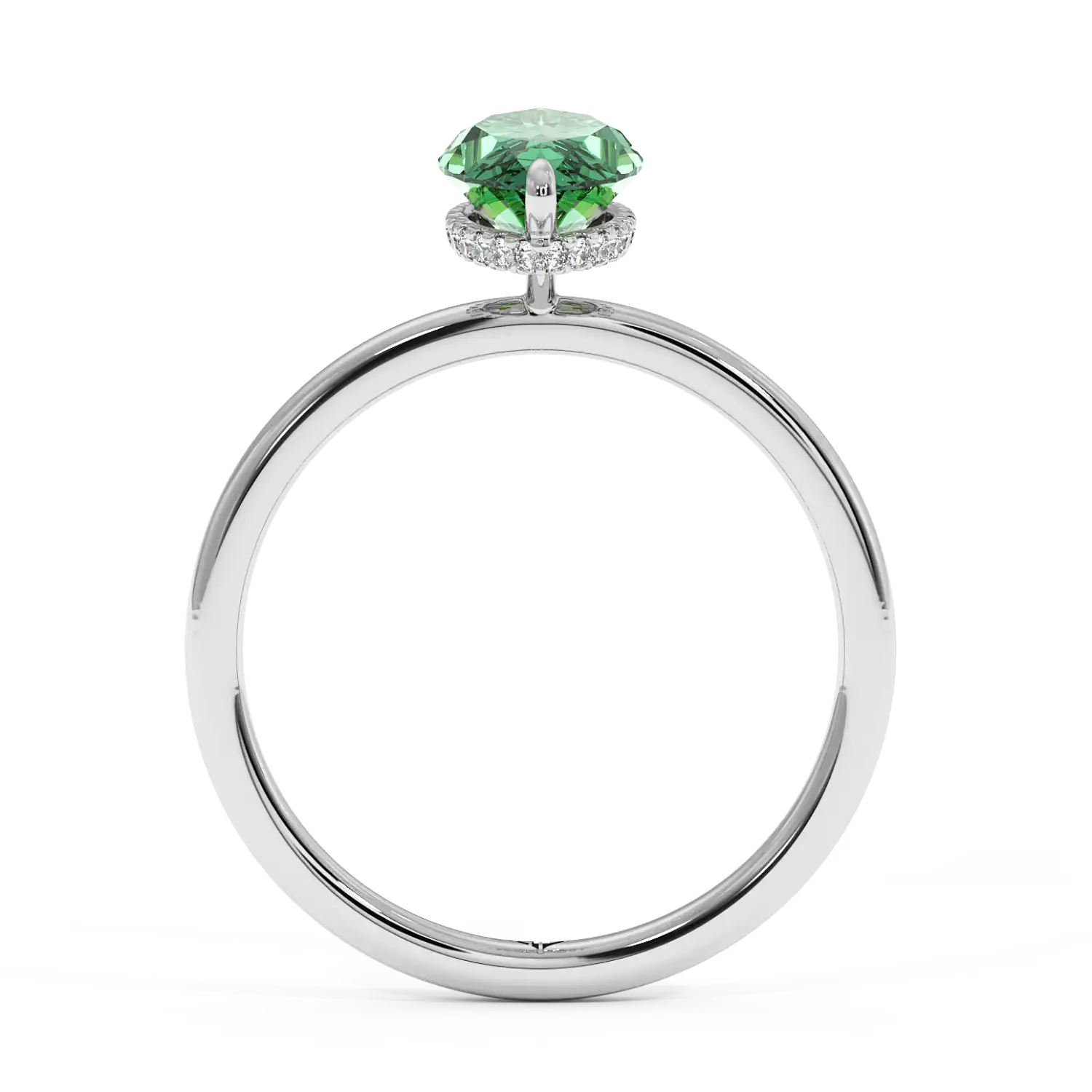 18K White Gold Angie Plain Shank Hidden Halo Engagement Ring