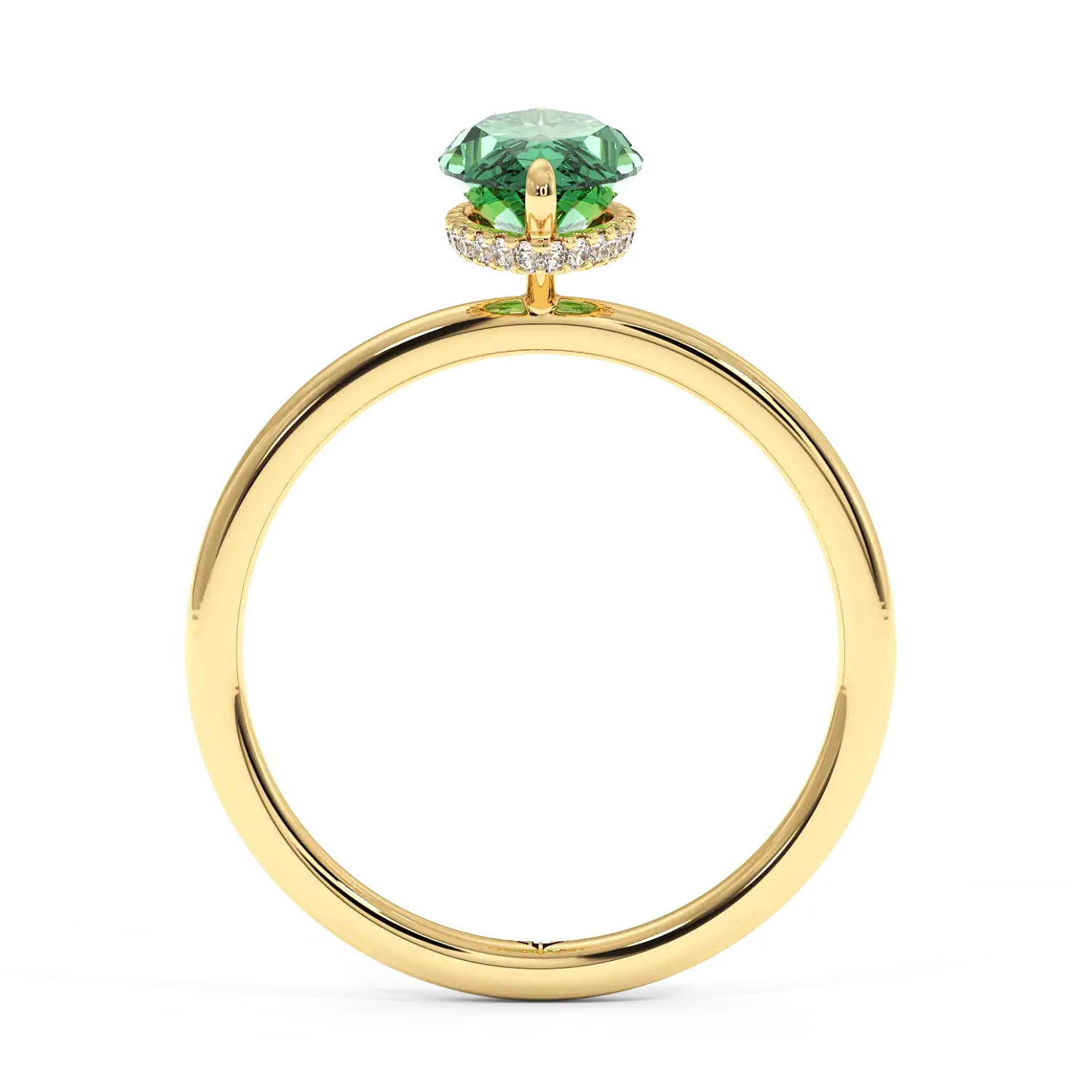 18K Yellow Gold Angie Plain Shank Hidden Halo Engagement Ring