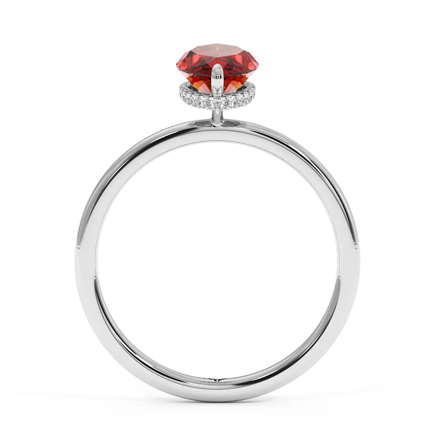 18K White Gold Angie Plain Shank Hidden Halo Engagement Ring