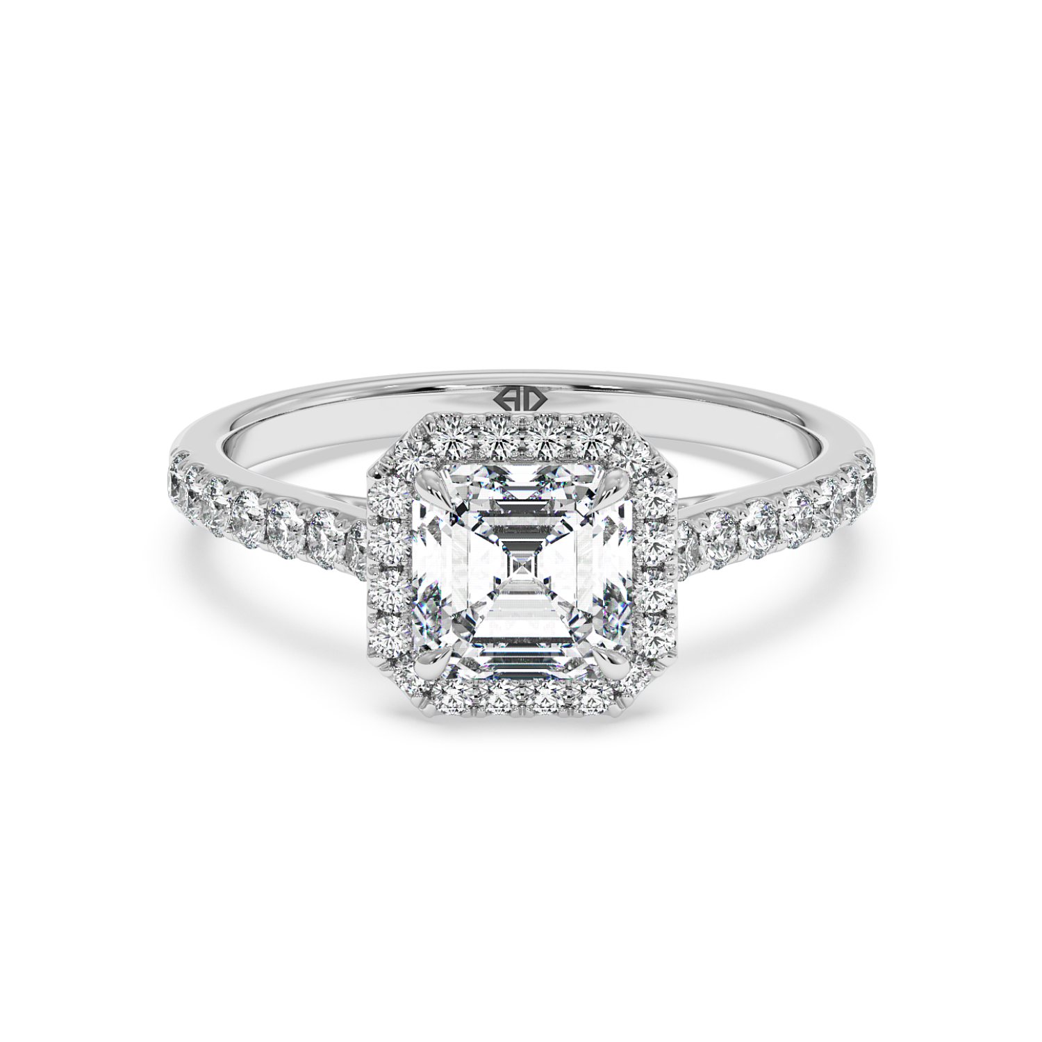 Platinum Marilyn Diamond Shoulder Hidden Halo Engagement Ring