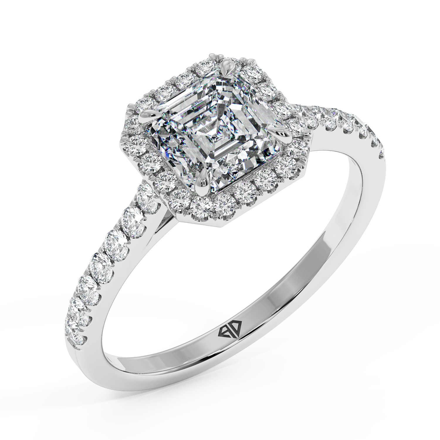 Platinum Marilyn Diamond Shoulder Hidden Halo Engagement Ring