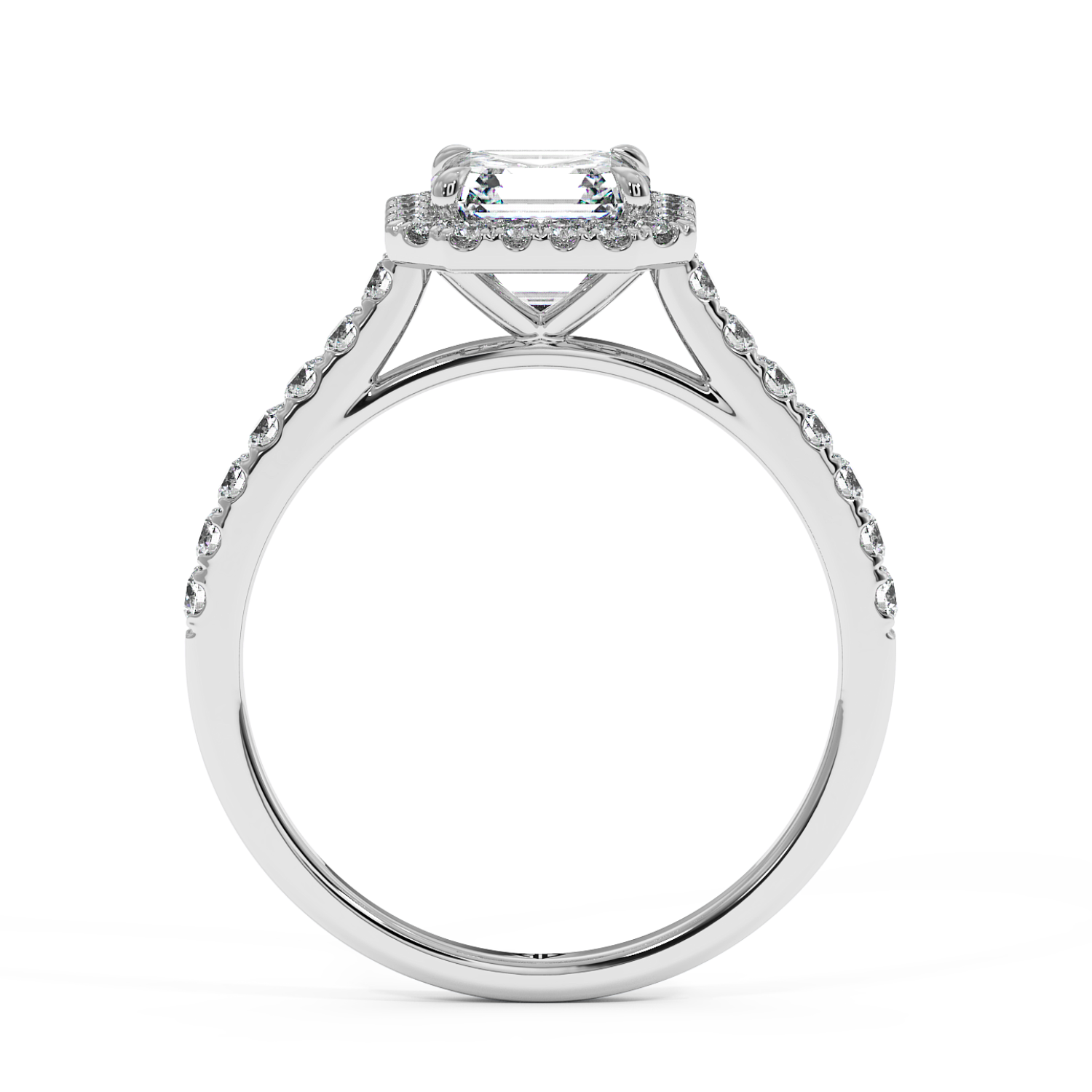 Platinum Marilyn Diamond Shoulder Hidden Halo Engagement Ring