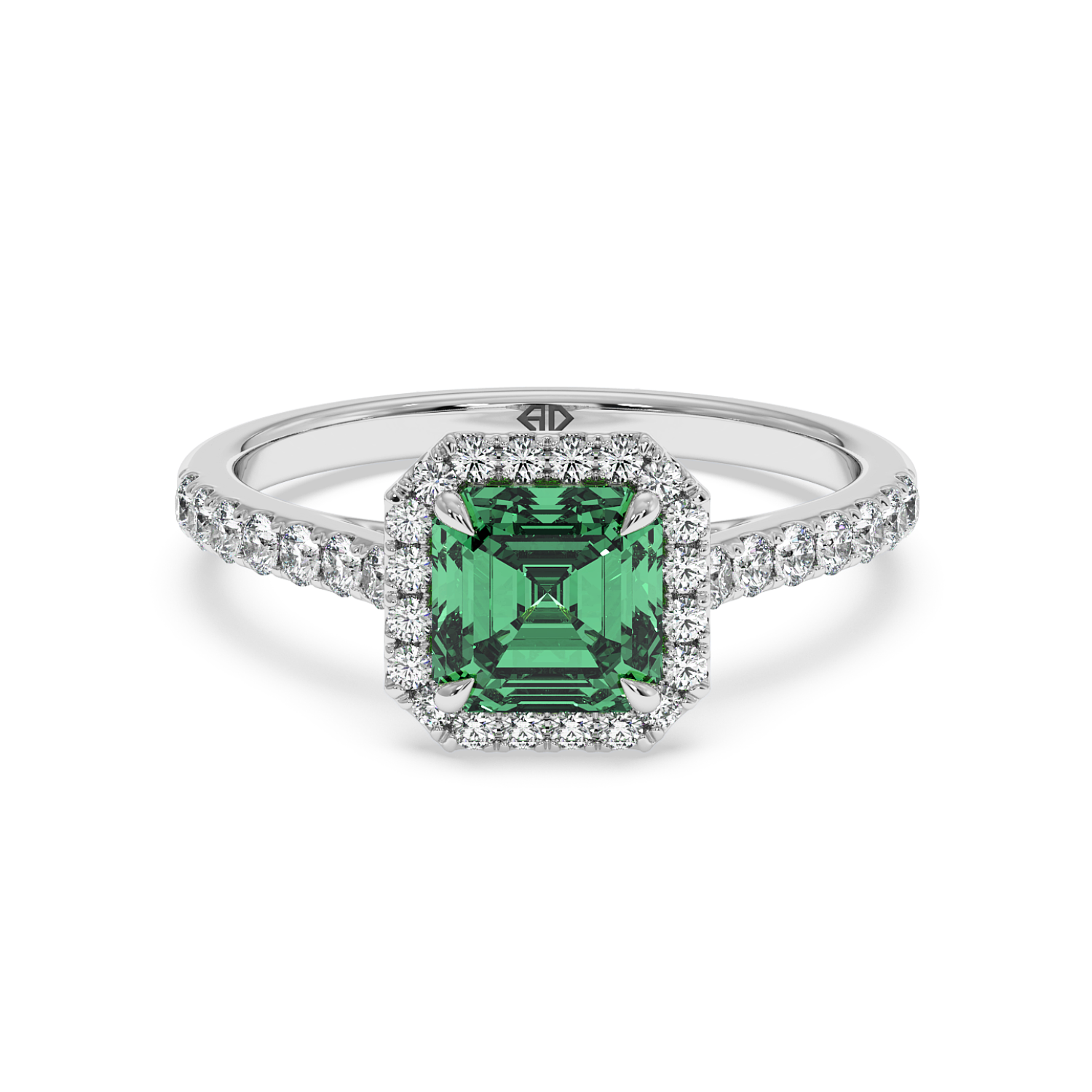 18K White Gold Marilyn Diamond Shoulder Hidden Halo Engagement Ring