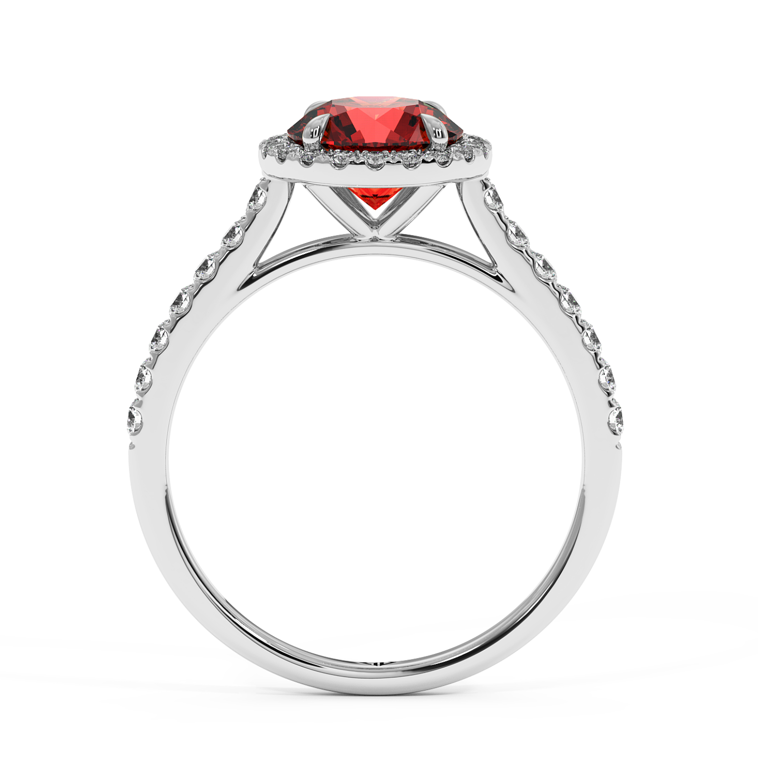 Platinum Marilyn Diamond Shoulder Hidden Halo Engagement Ring