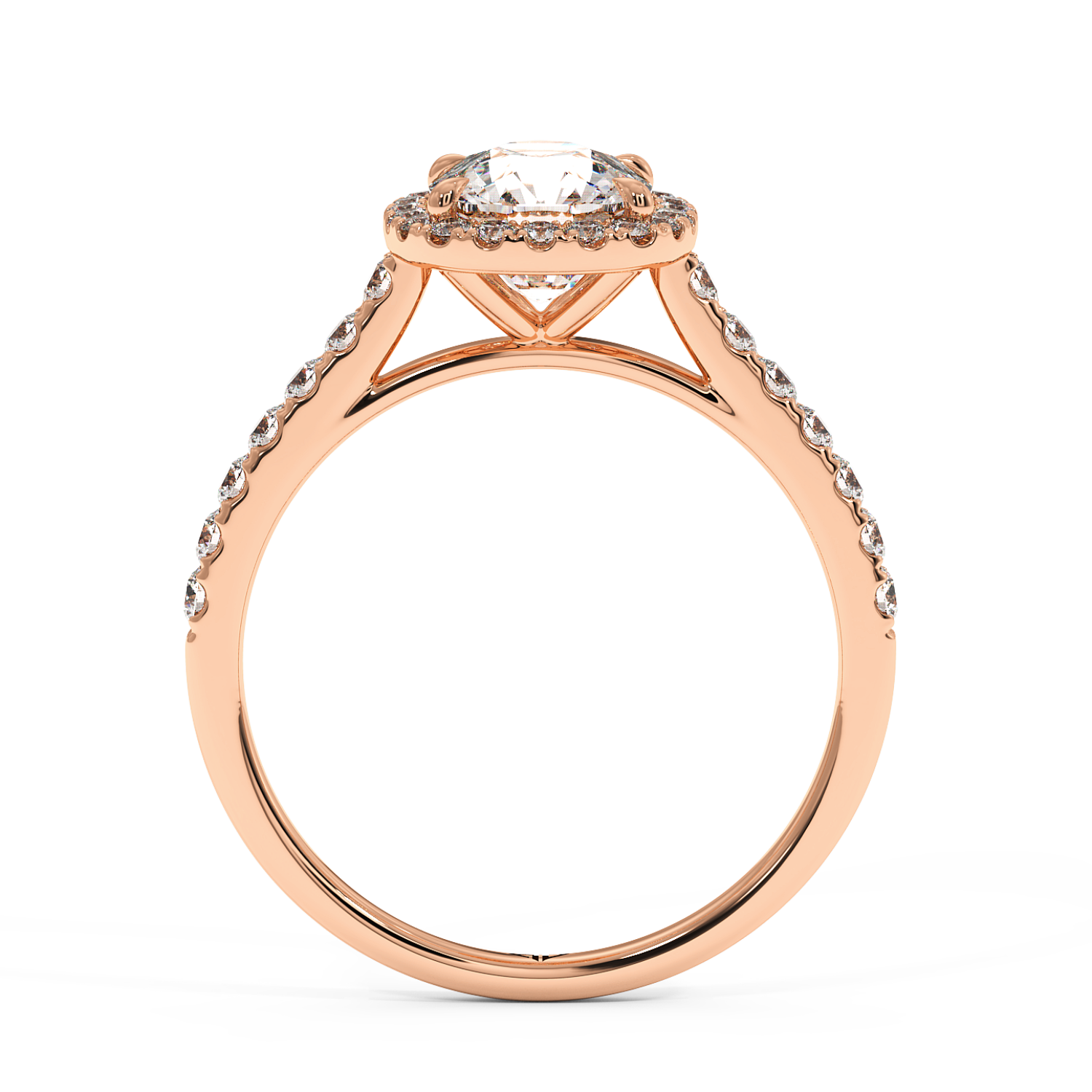 18K Rose Gold Marilyn Diamond Shoulder Hidden Halo Engagement Ring