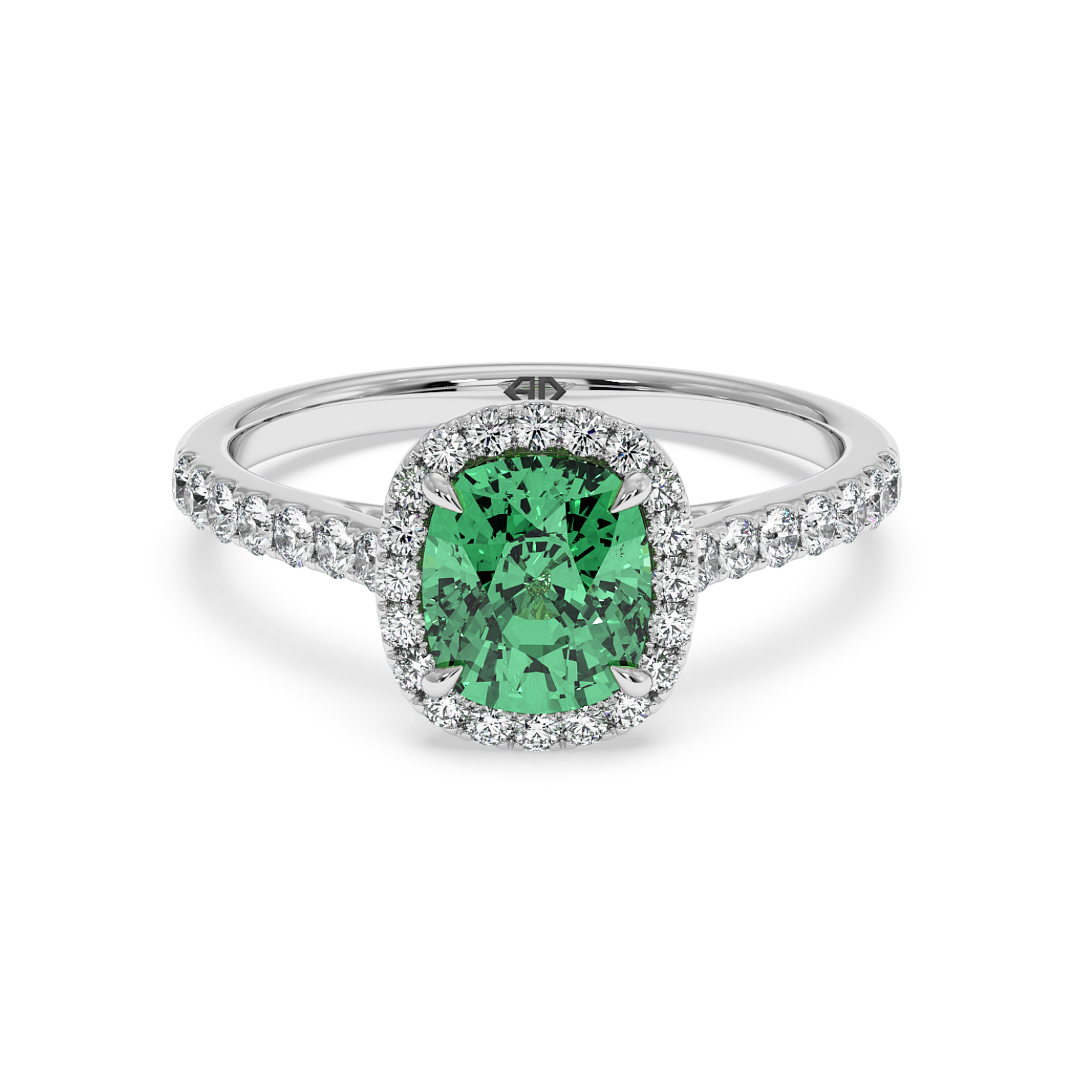 Platinum Marilyn Diamond Shoulder Hidden Halo Engagement Ring