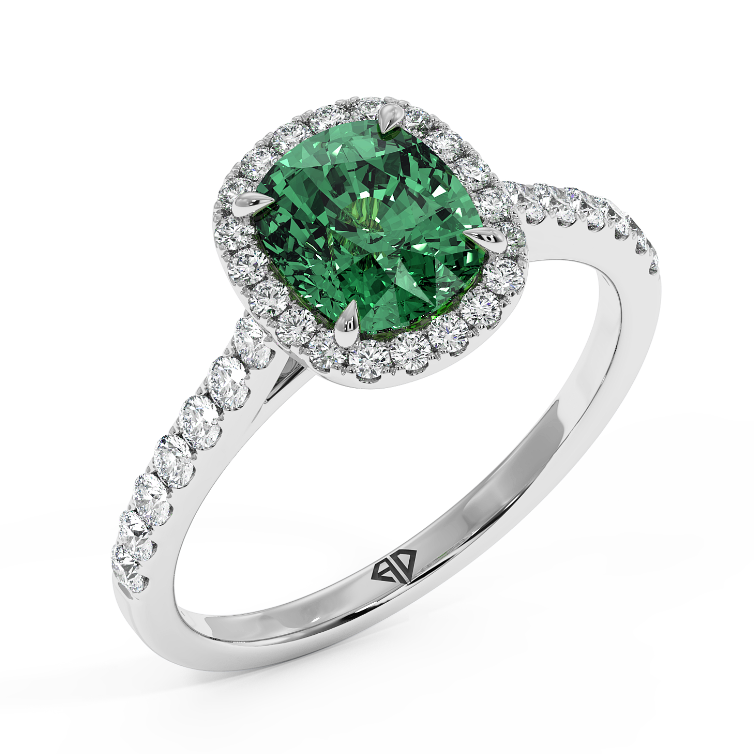 Platinum Marilyn Diamond Shoulder Hidden Halo Engagement Ring