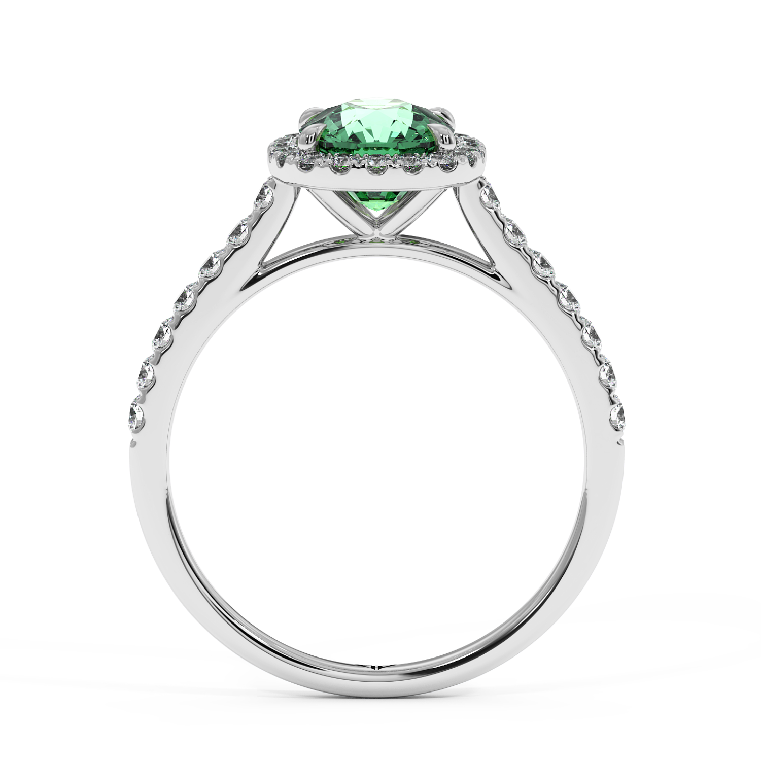 Platinum Marilyn Diamond Shoulder Hidden Halo Engagement Ring