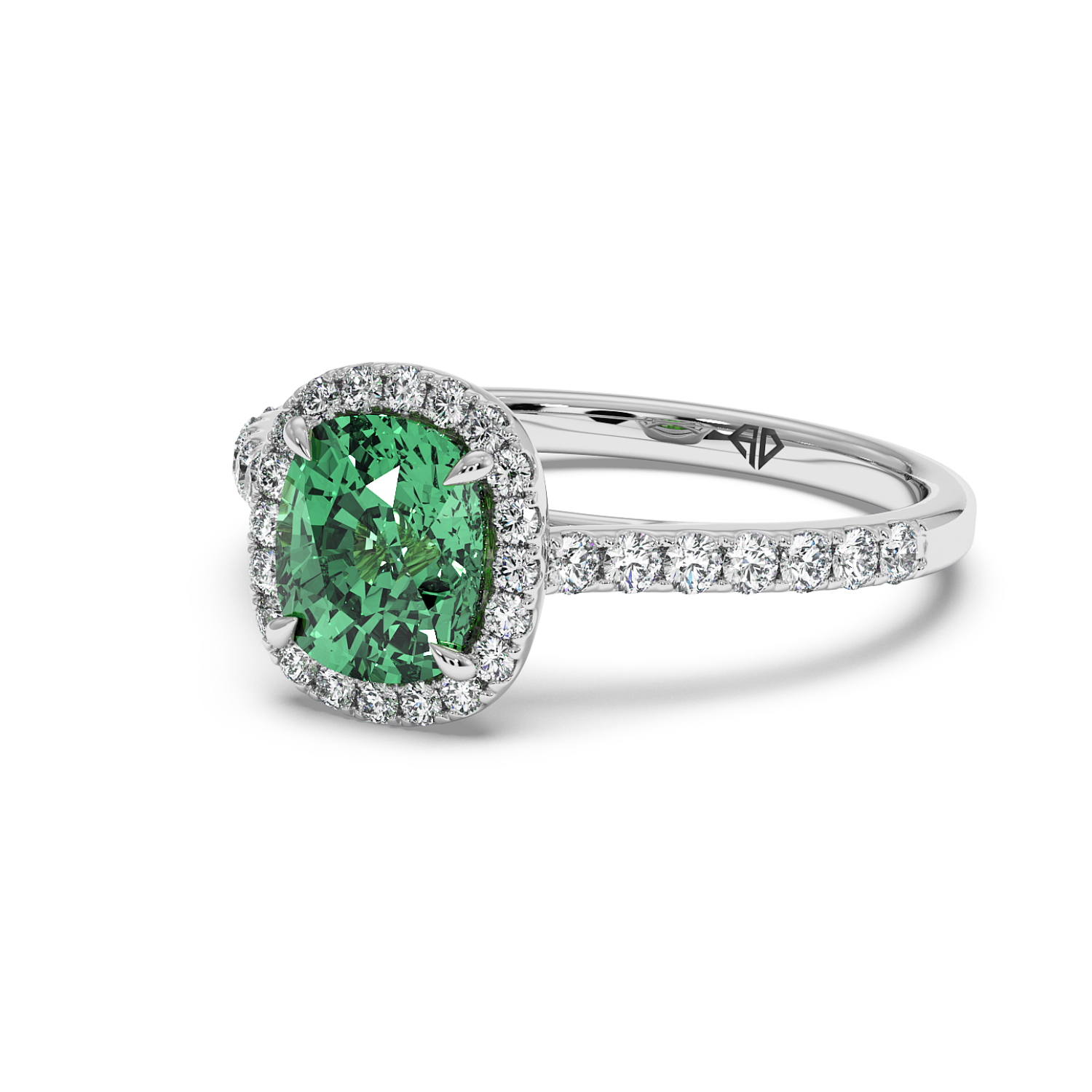 Platinum Marilyn Diamond Shoulder Hidden Halo Engagement Ring