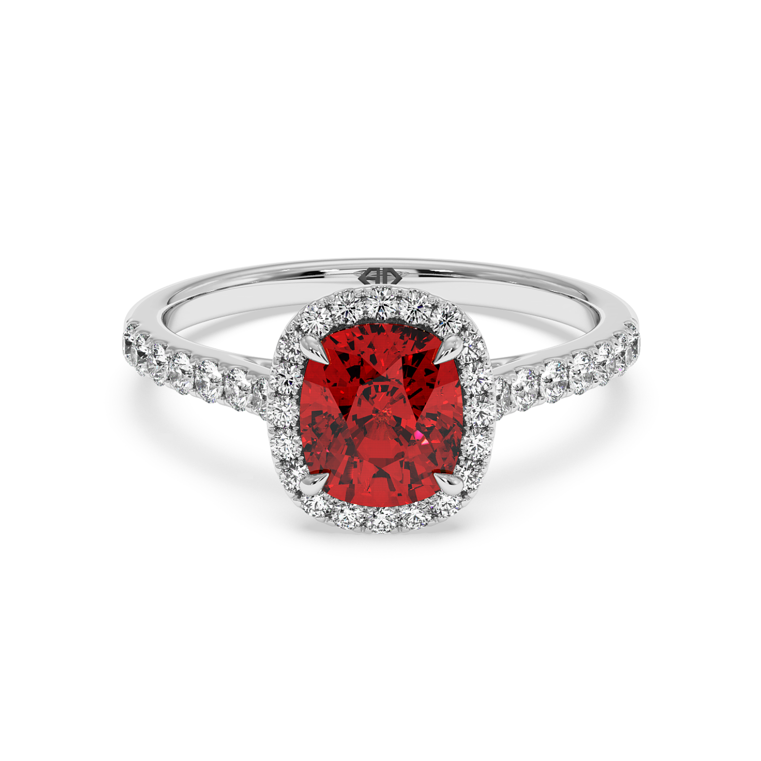 18K White Gold Marilyn Diamond Shoulder Hidden Halo Engagement Ring