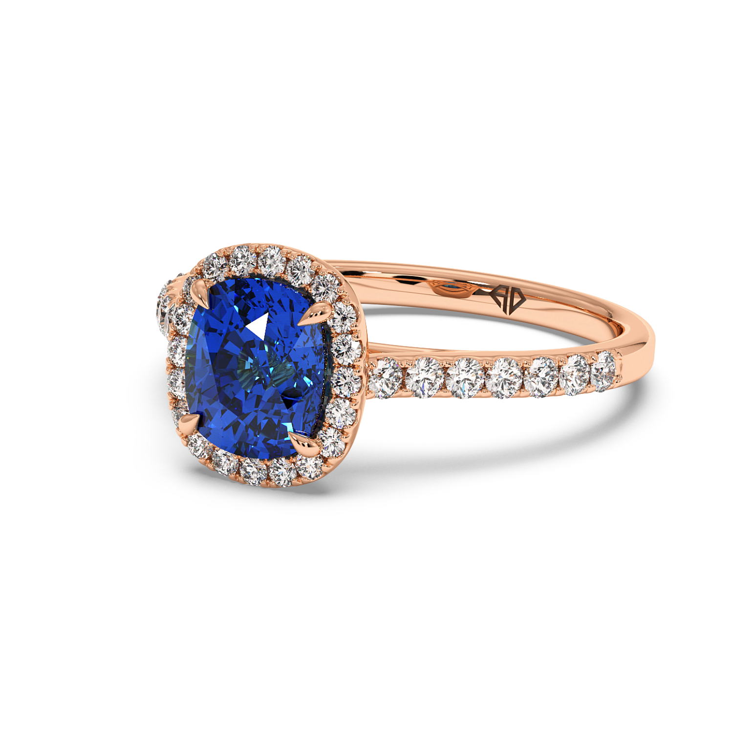 18K Rose Gold Marilyn Diamond Shoulder Hidden Halo Engagement Ring