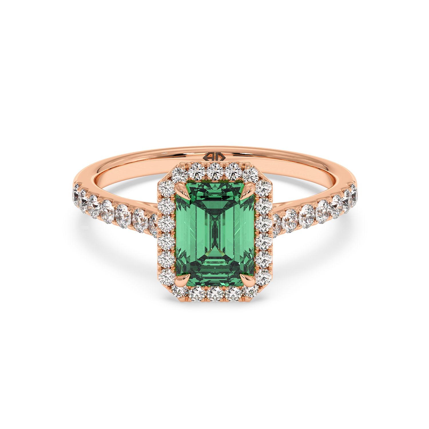 18K Rose Gold Marilyn Diamond Shoulder Hidden Halo Engagement Ring