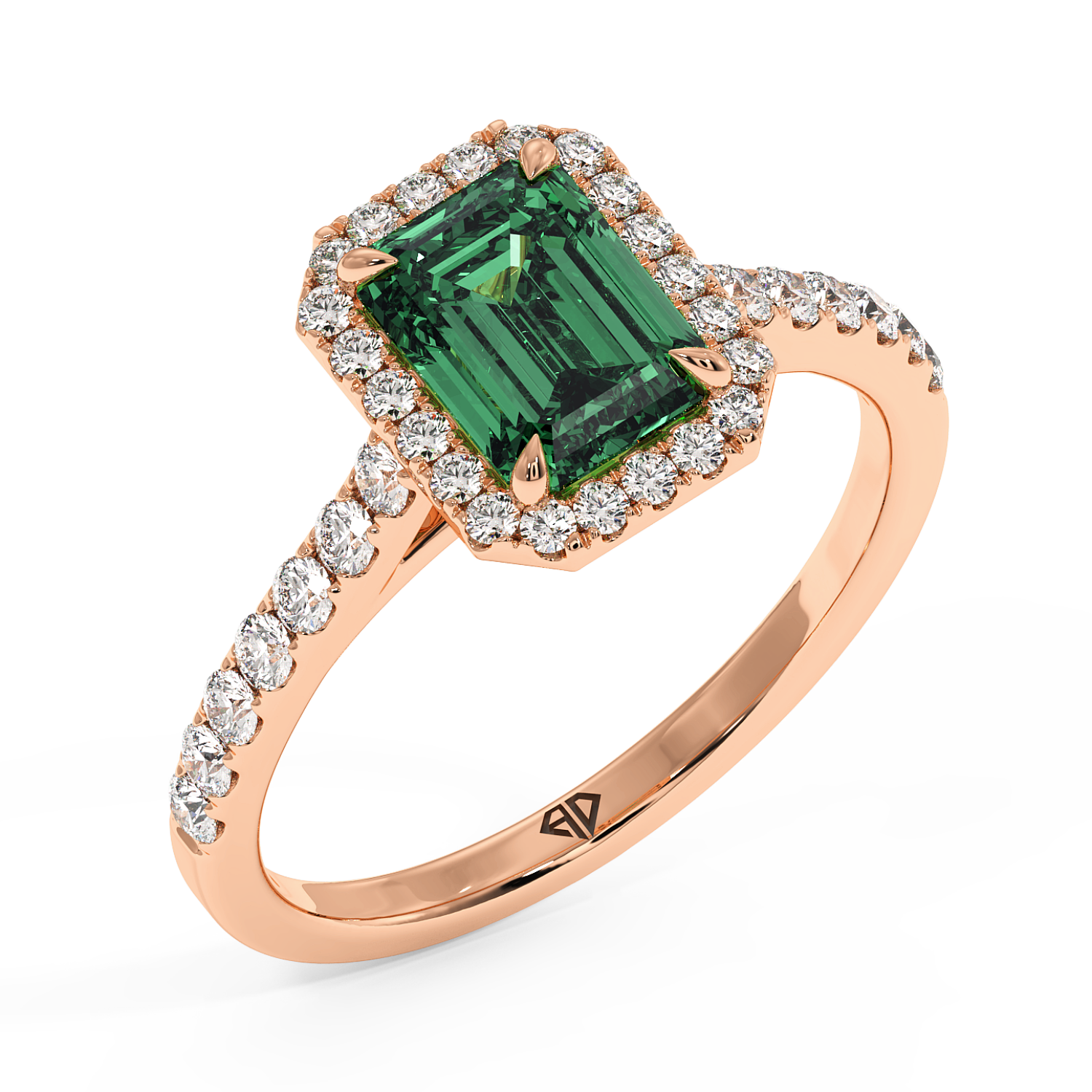 18K Rose Gold Marilyn Diamond Shoulder Hidden Halo Engagement Ring