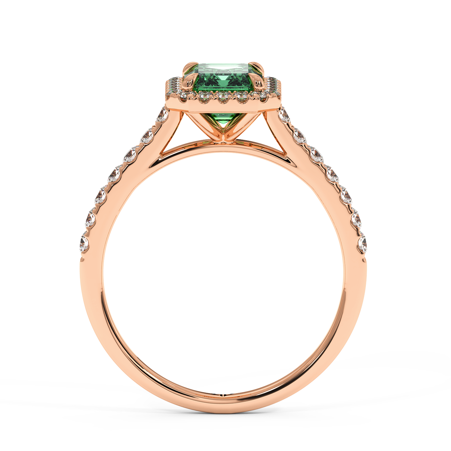18K Rose Gold Marilyn Diamond Shoulder Hidden Halo Engagement Ring