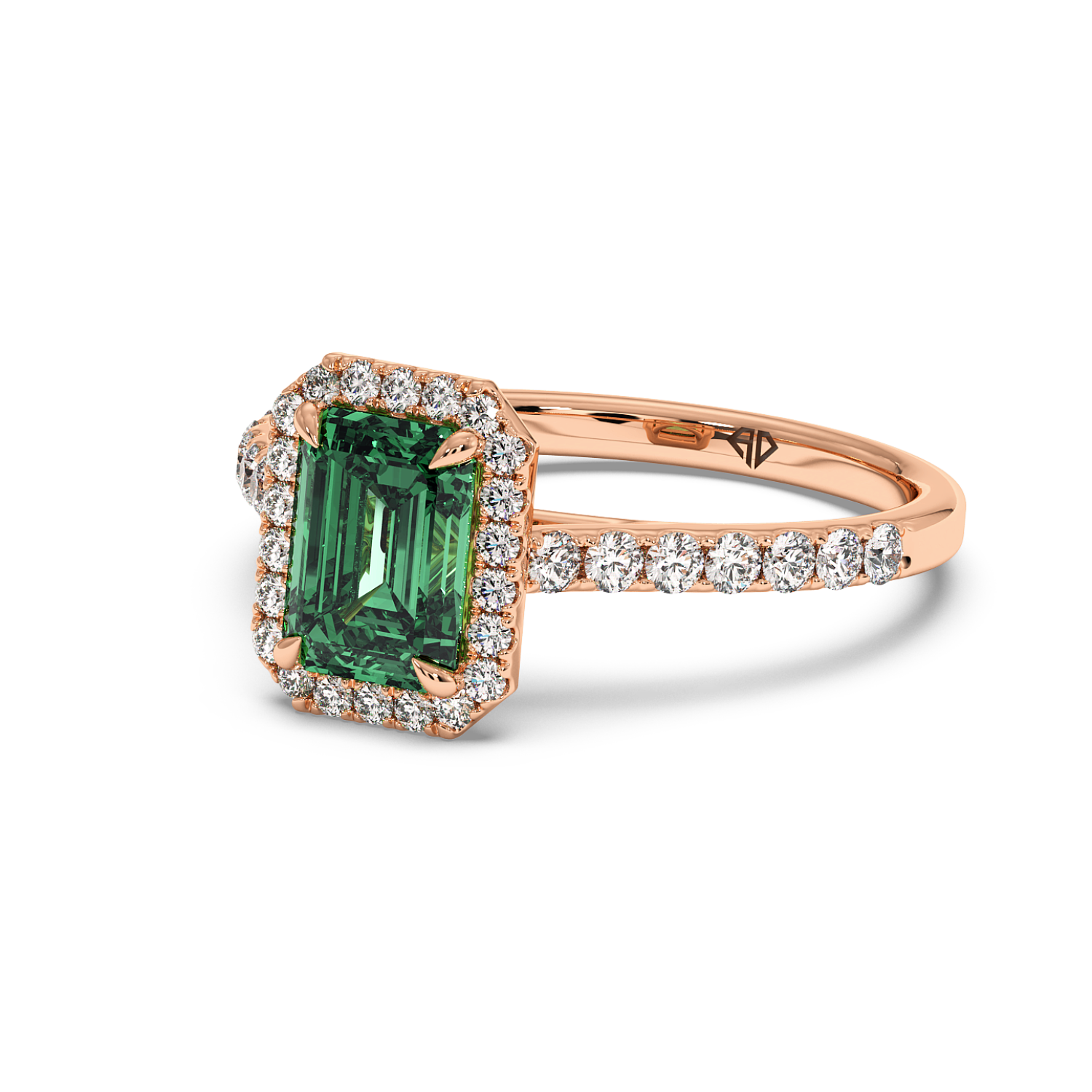 18K Rose Gold Marilyn Diamond Shoulder Hidden Halo Engagement Ring