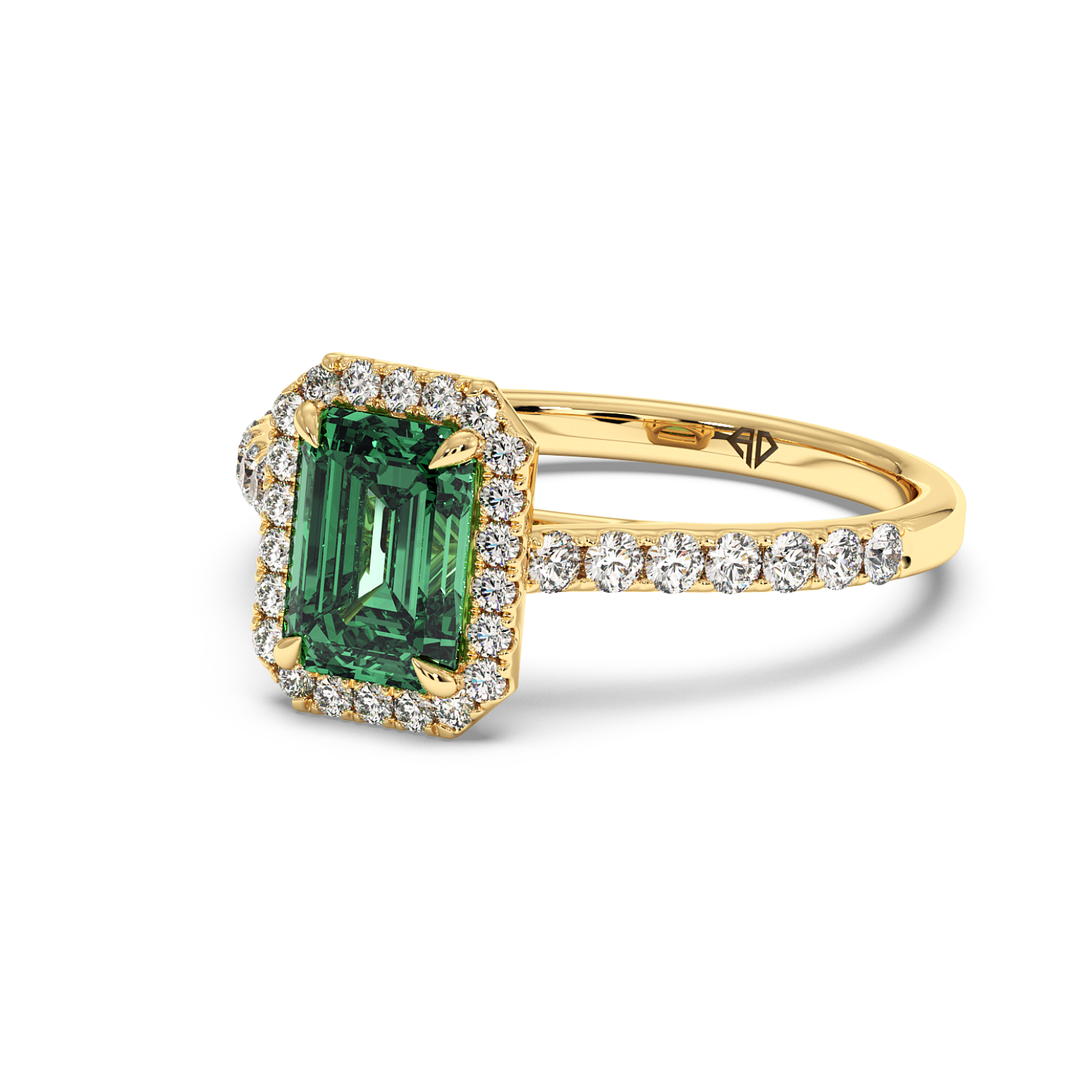 18K Yellow Gold Marilyn Diamond Shoulder Hidden Halo Halo Diamond Engagement Ring