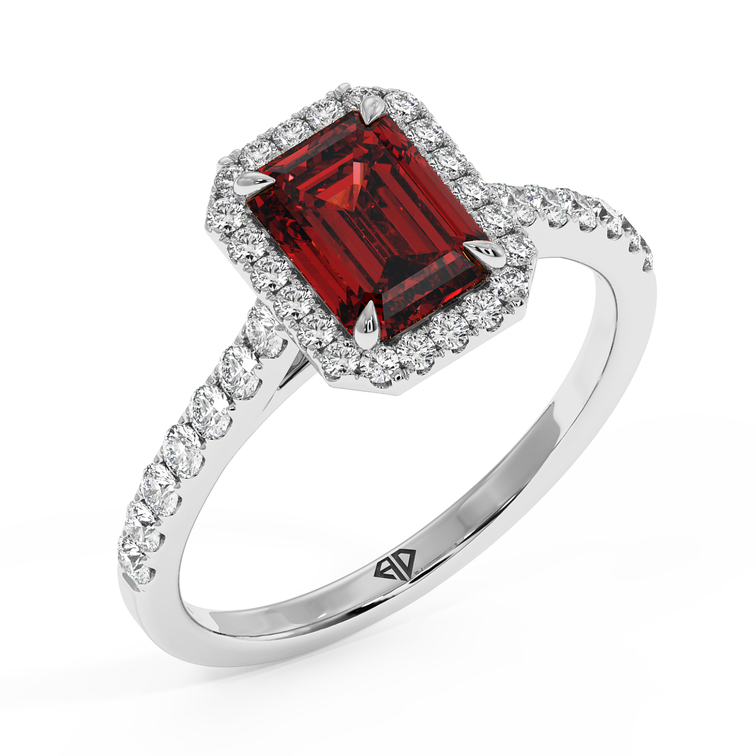 Platinum Marilyn Diamond Shoulder Hidden Halo Engagement Ring