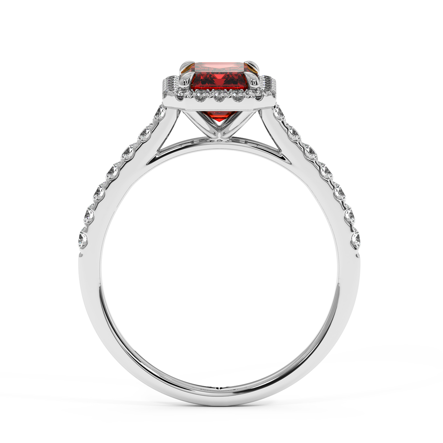Platinum Marilyn Diamond Shoulder Hidden Halo Engagement Ring