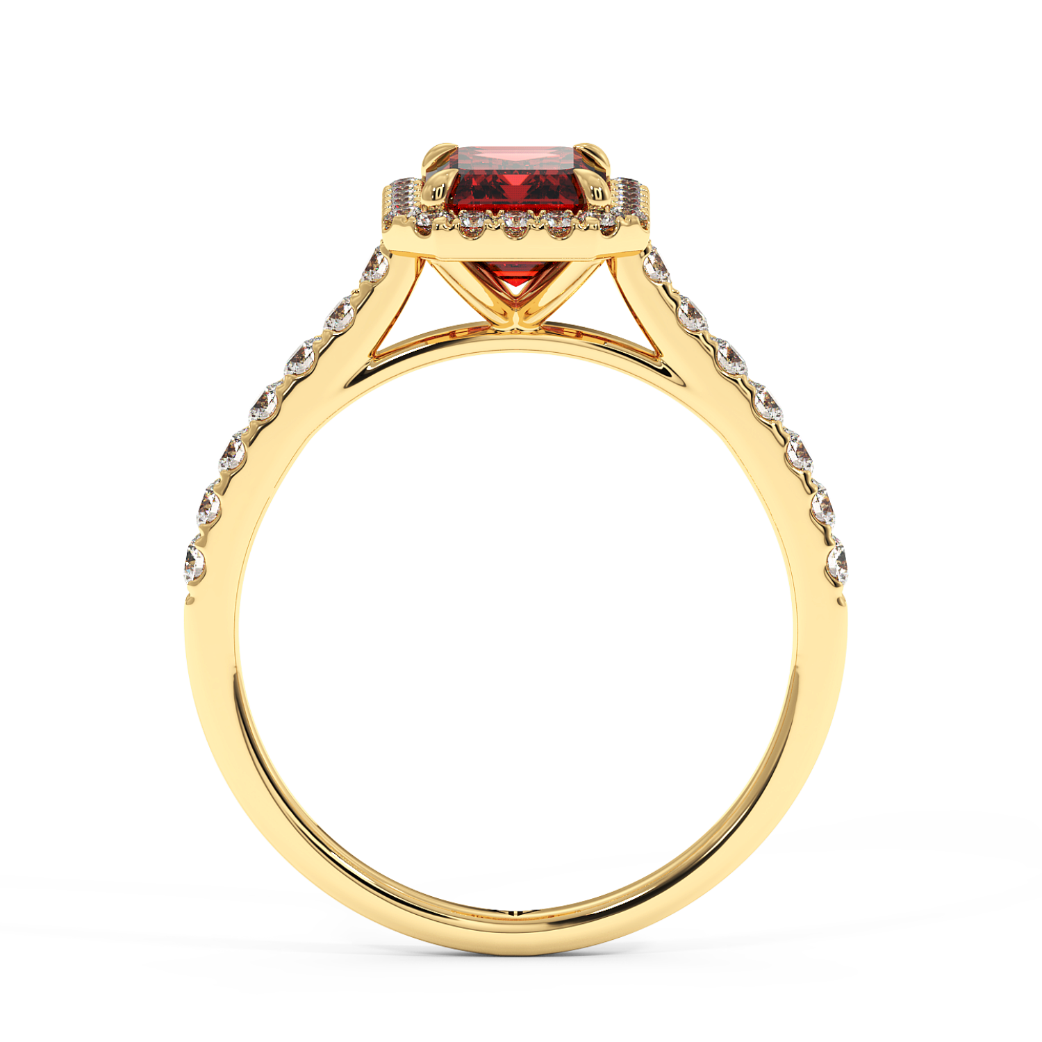 18K Yellow Gold Marilyn Diamond Shoulder Hidden Halo Engagement Ring