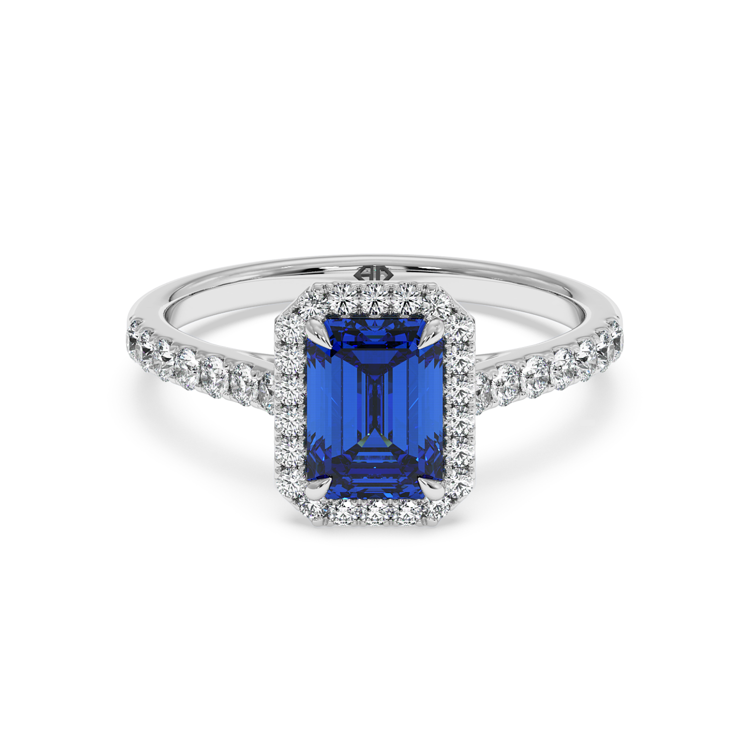 18K White Gold Marilyn Diamond Shoulder Hidden Halo Halo Diamond Engagement Ring