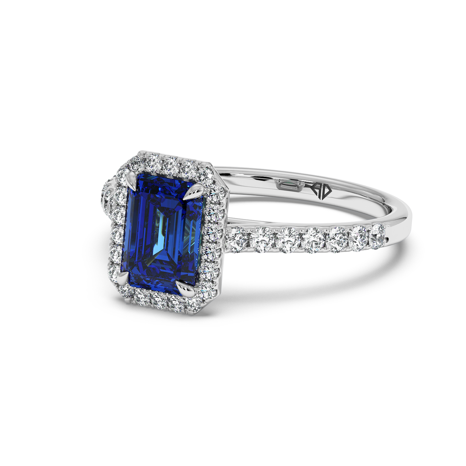 18K White Gold Marilyn Diamond Shoulder Hidden Halo Halo Diamond Engagement Ring