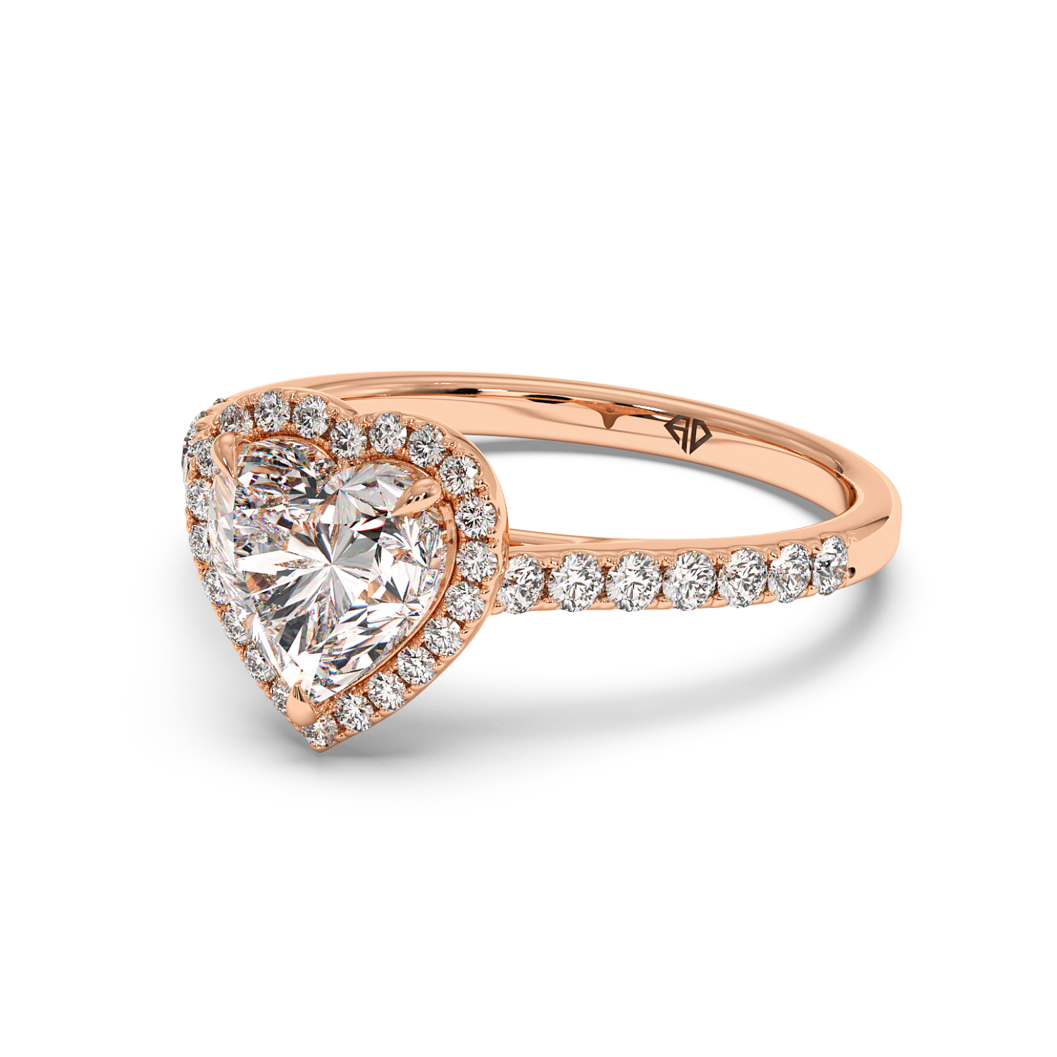 18K Rose Gold Marilyn Diamond Shoulder Hidden Halo Engagement Ring