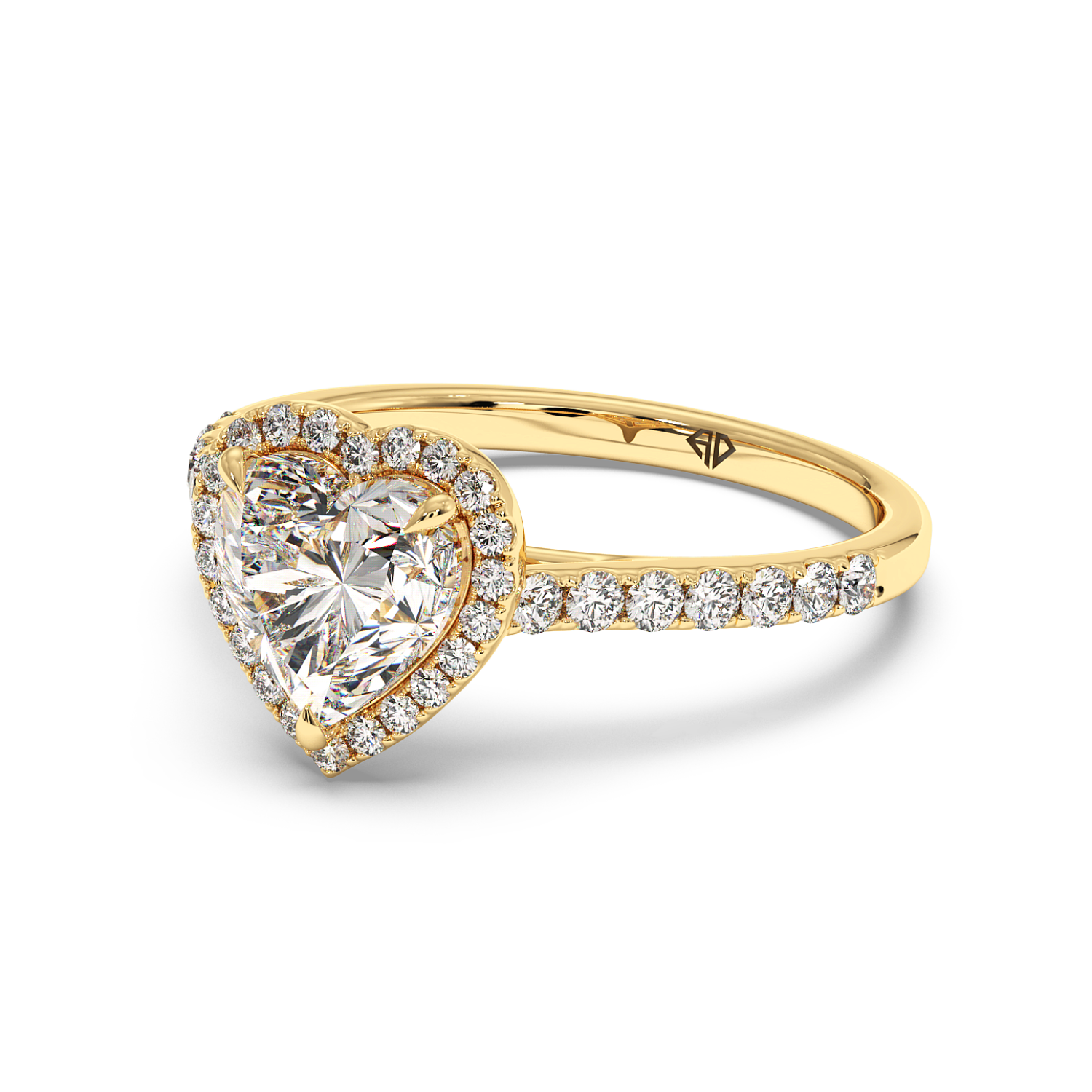 18K Yellow Gold Marilyn Diamond Shoulder Hidden Halo Engagement Ring