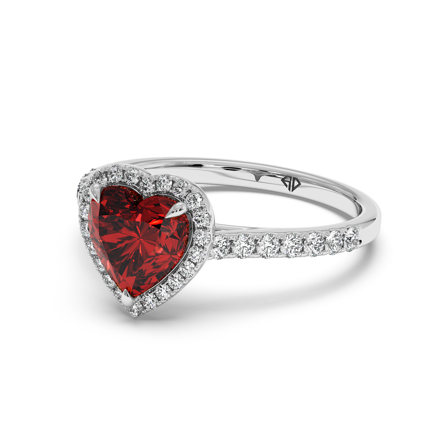 18K White Gold Marilyn Diamond Shoulder Hidden Halo Engagement Ring