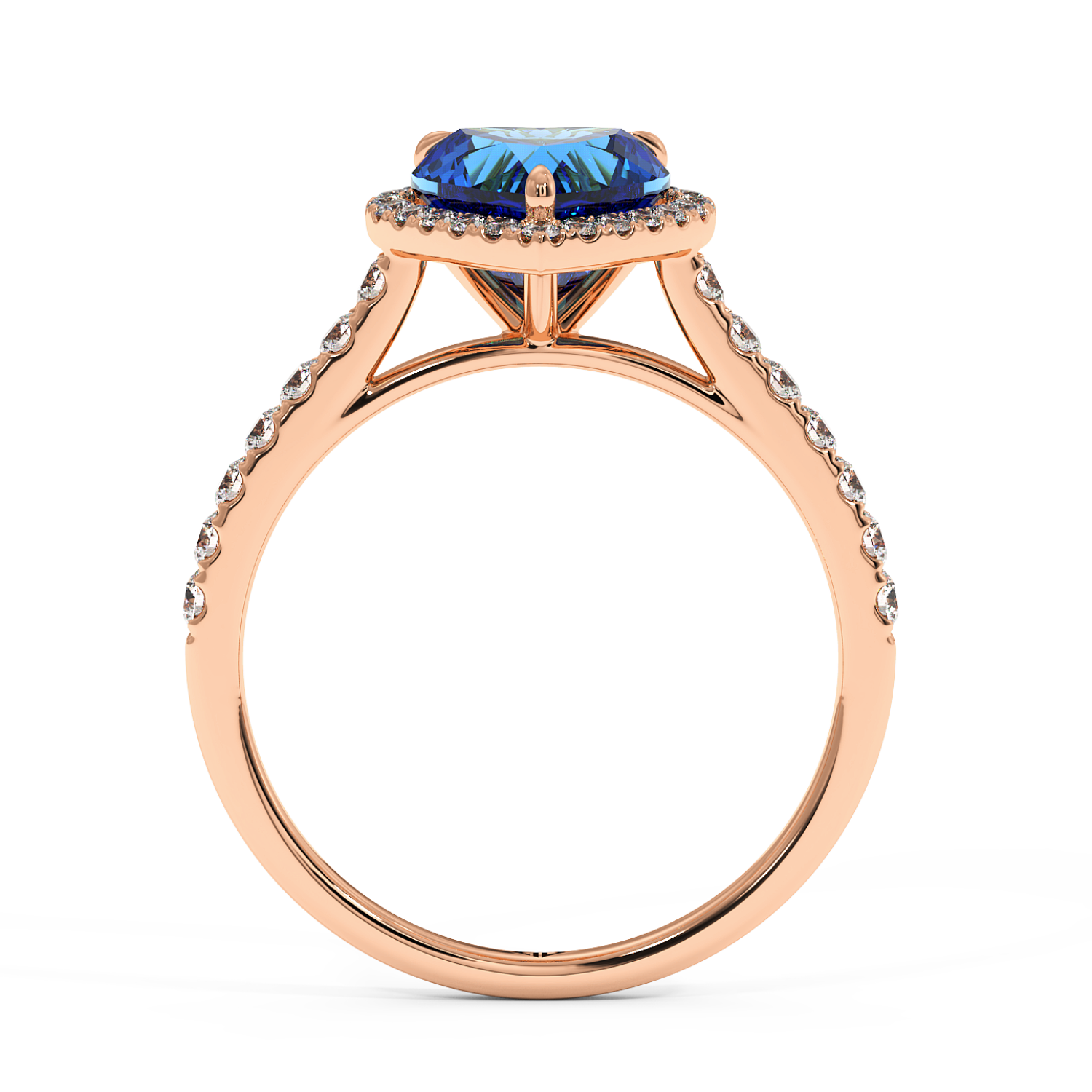 18K Rose Gold Marilyn Diamond Shoulder Hidden Halo Engagement Ring