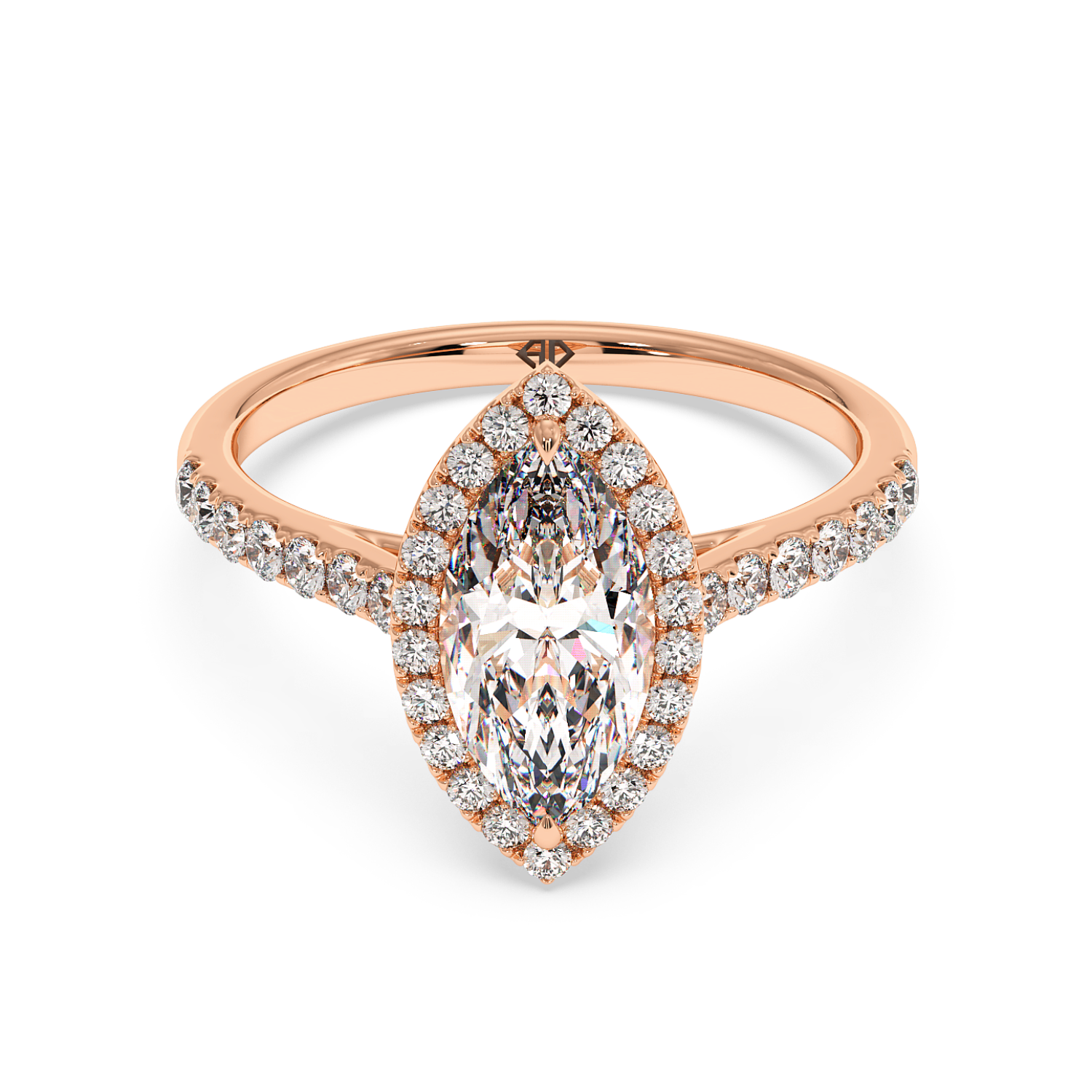 18K White Gold Marilyn Diamond Shoulder Hidden Halo Engagement Ring