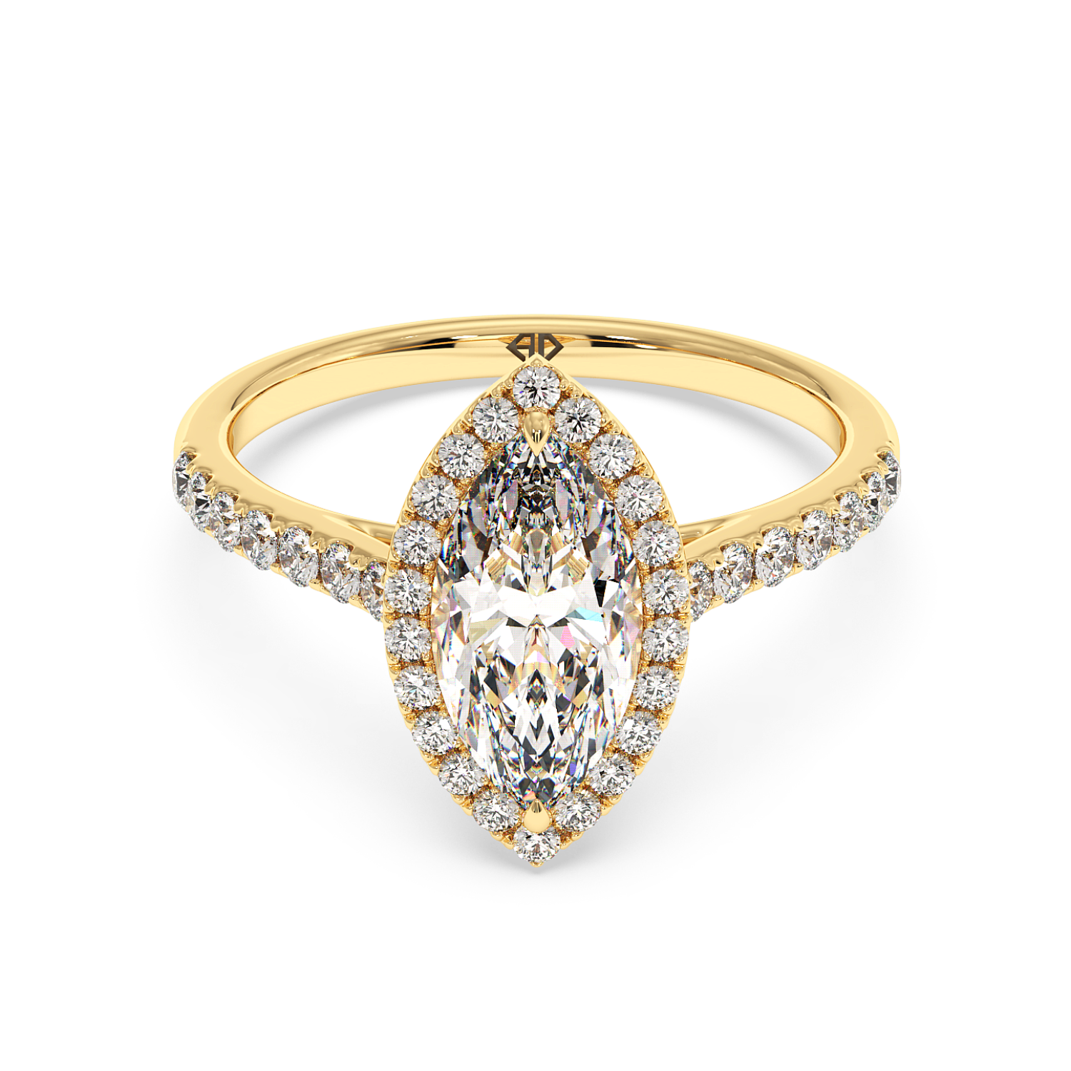 18K White Gold Marilyn Diamond Shoulder Hidden Halo Engagement Ring