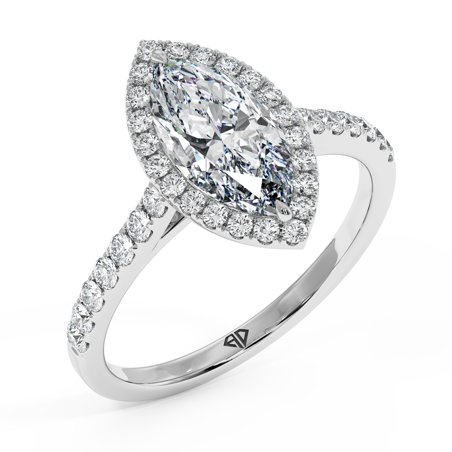 Platinum Marilyn Diamond Shoulder Hidden Halo Engagement Ring