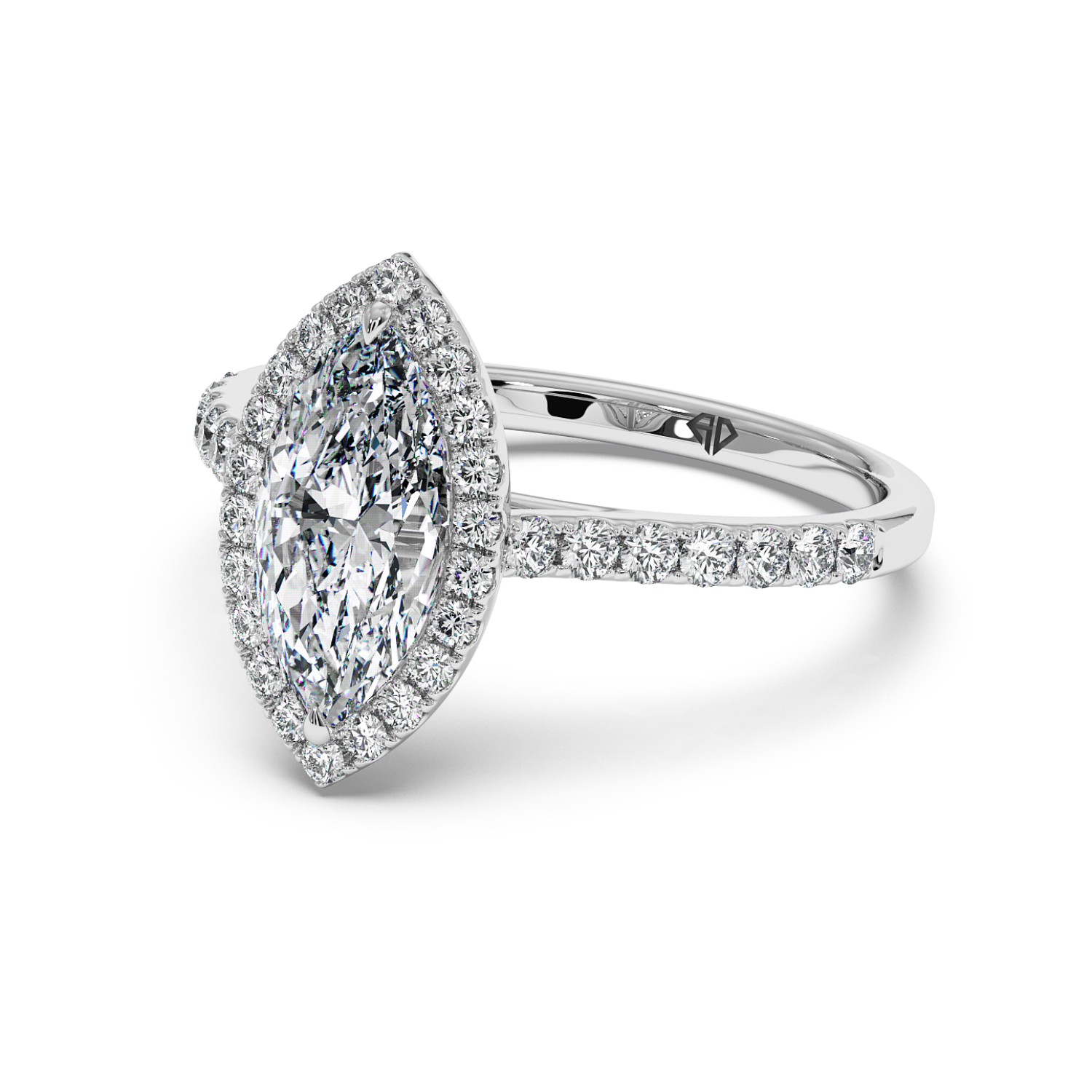Platinum Marilyn Diamond Shoulder Hidden Halo Engagement Ring