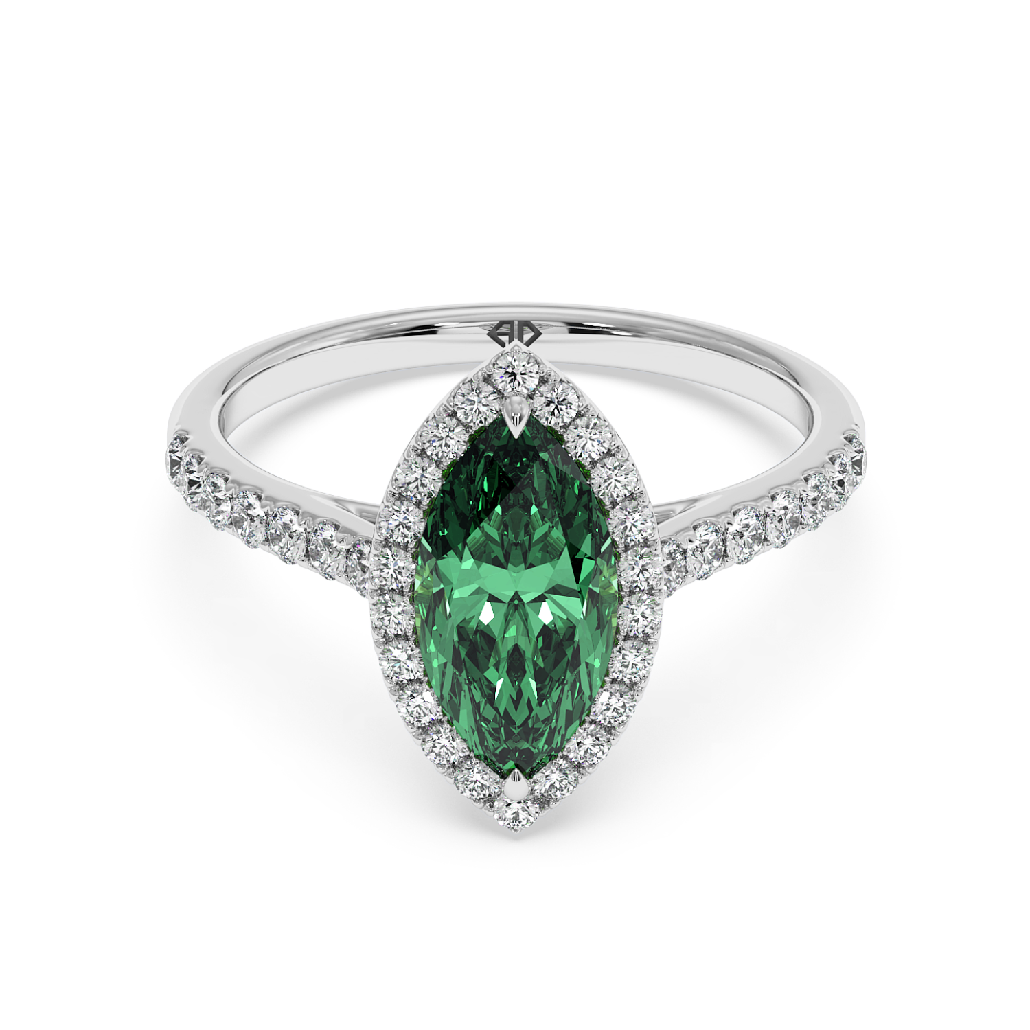 18K White Gold Marilyn Diamond Shoulder Hidden Halo Engagement Ring